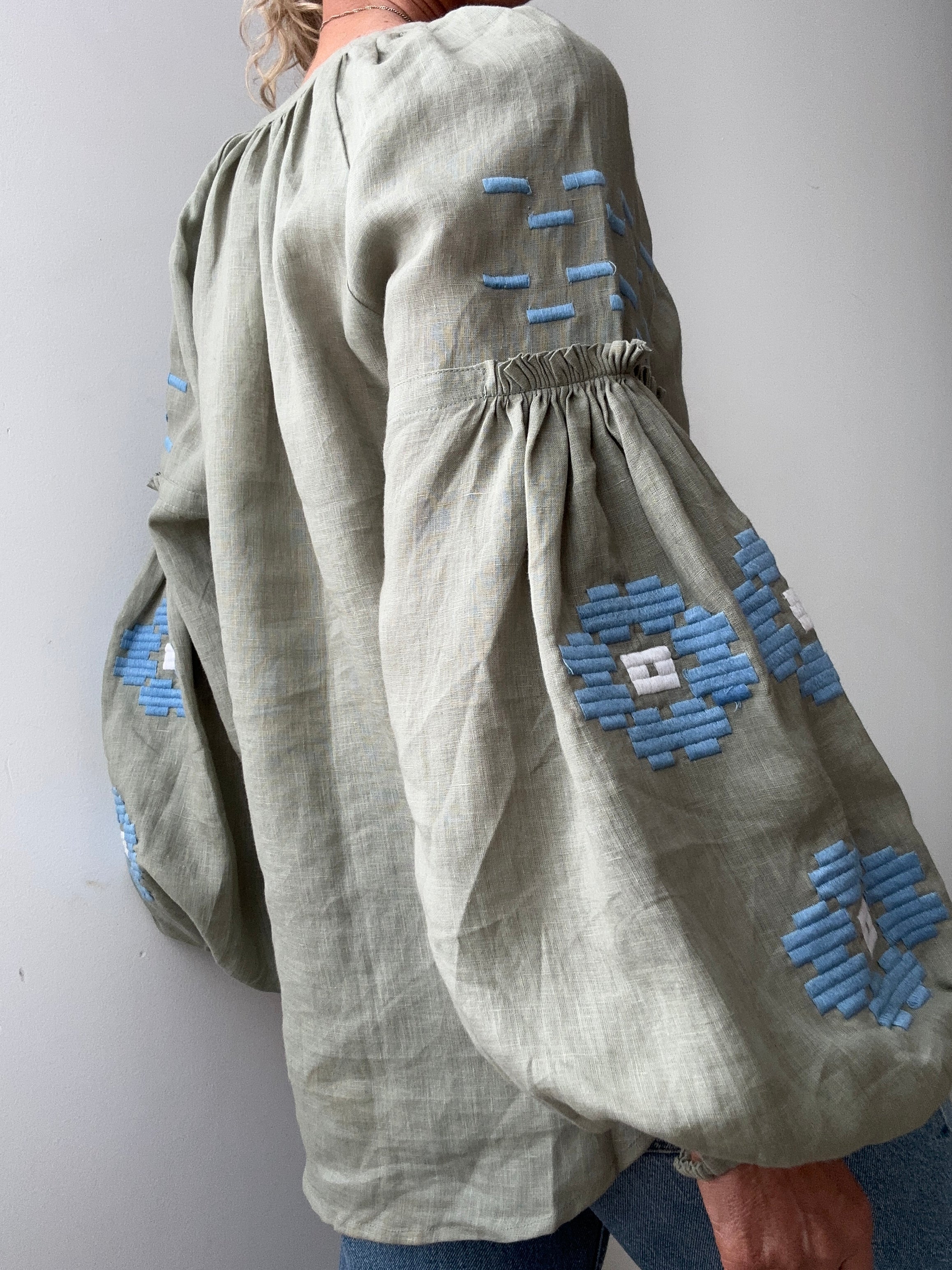 March 11 Blouse Sage Green Blue | Blouses