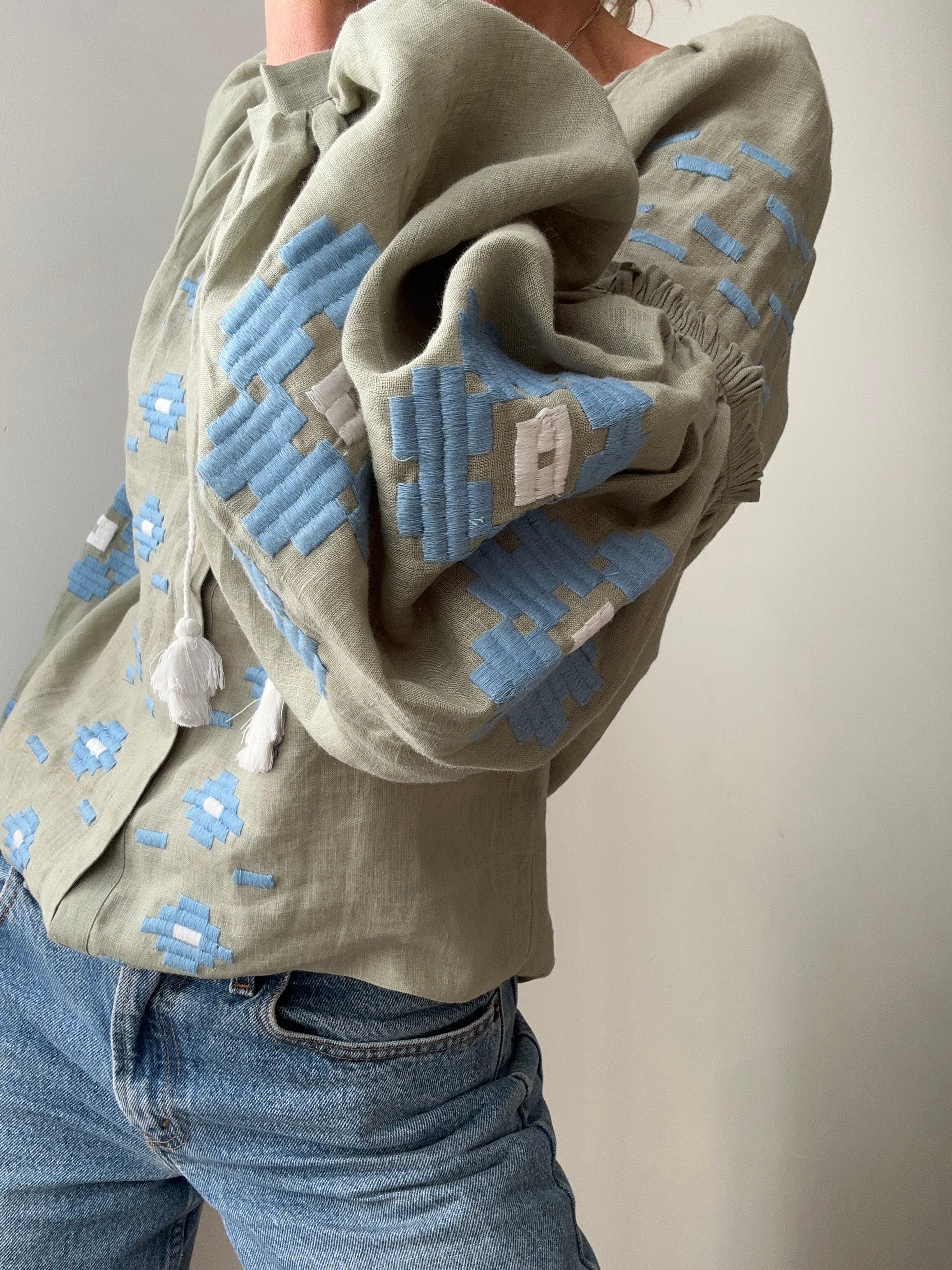 March 11 Blouse Sage Green Blue | Blouses