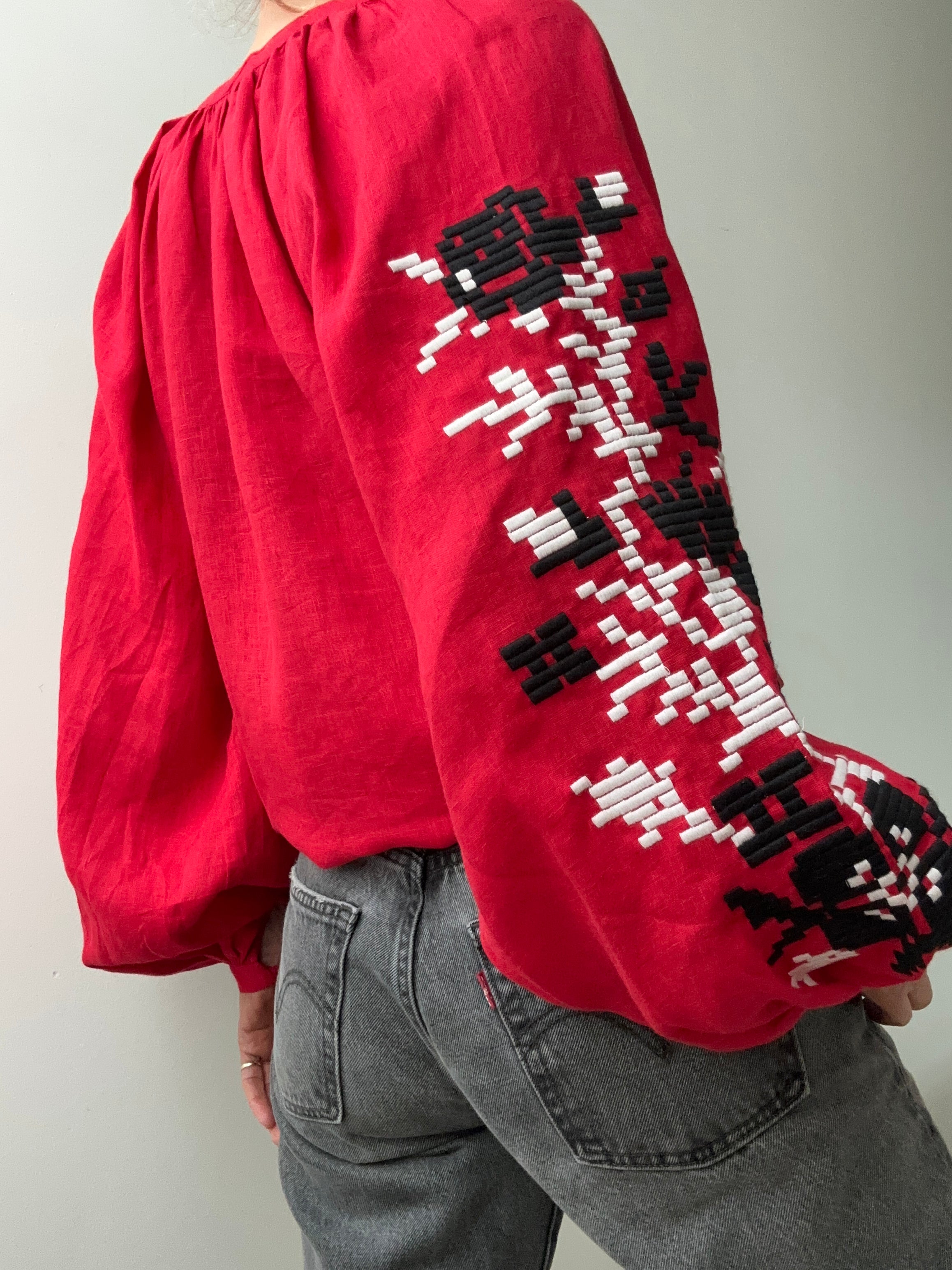March 11 Geometric Blouse Red & Black | Blouses
