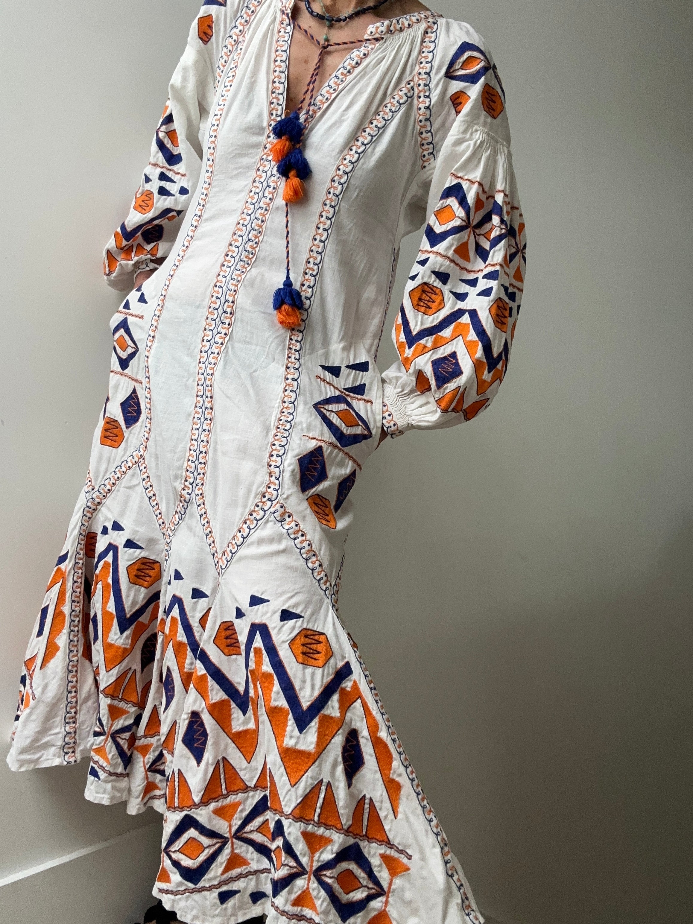 March 11 Midi Dress White & Orange | Dresses