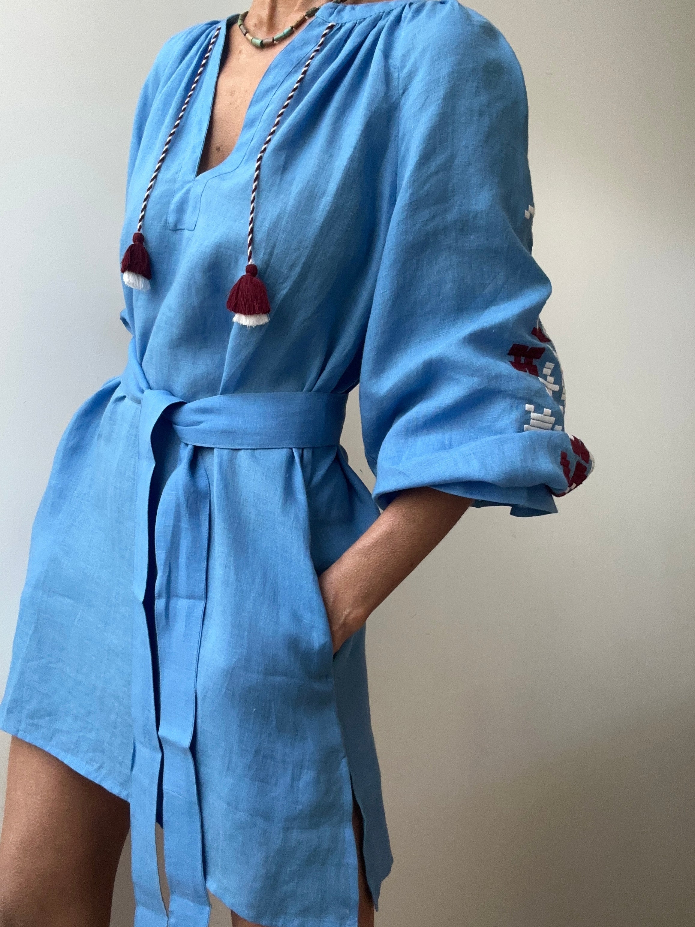 March 11 Short Dress Blue Maroon | Dresses
