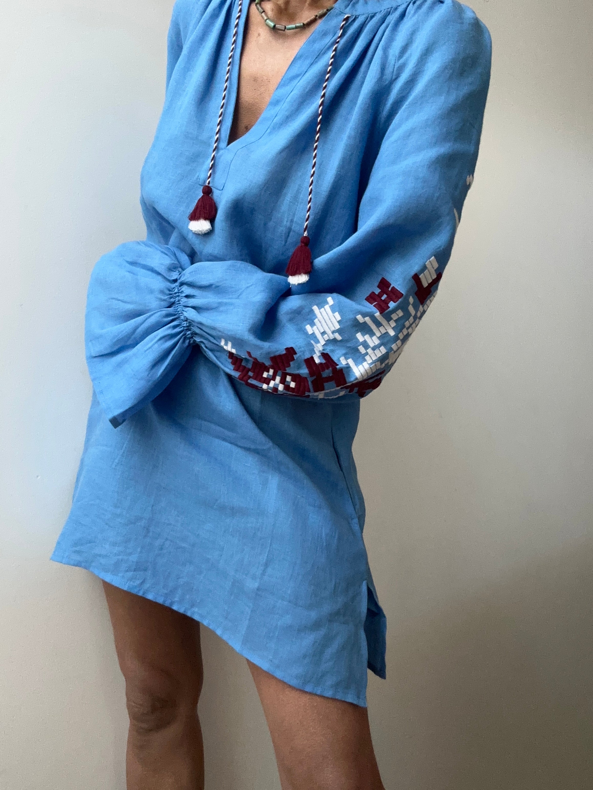 March 11 Short Dress Blue Maroon | Dresses