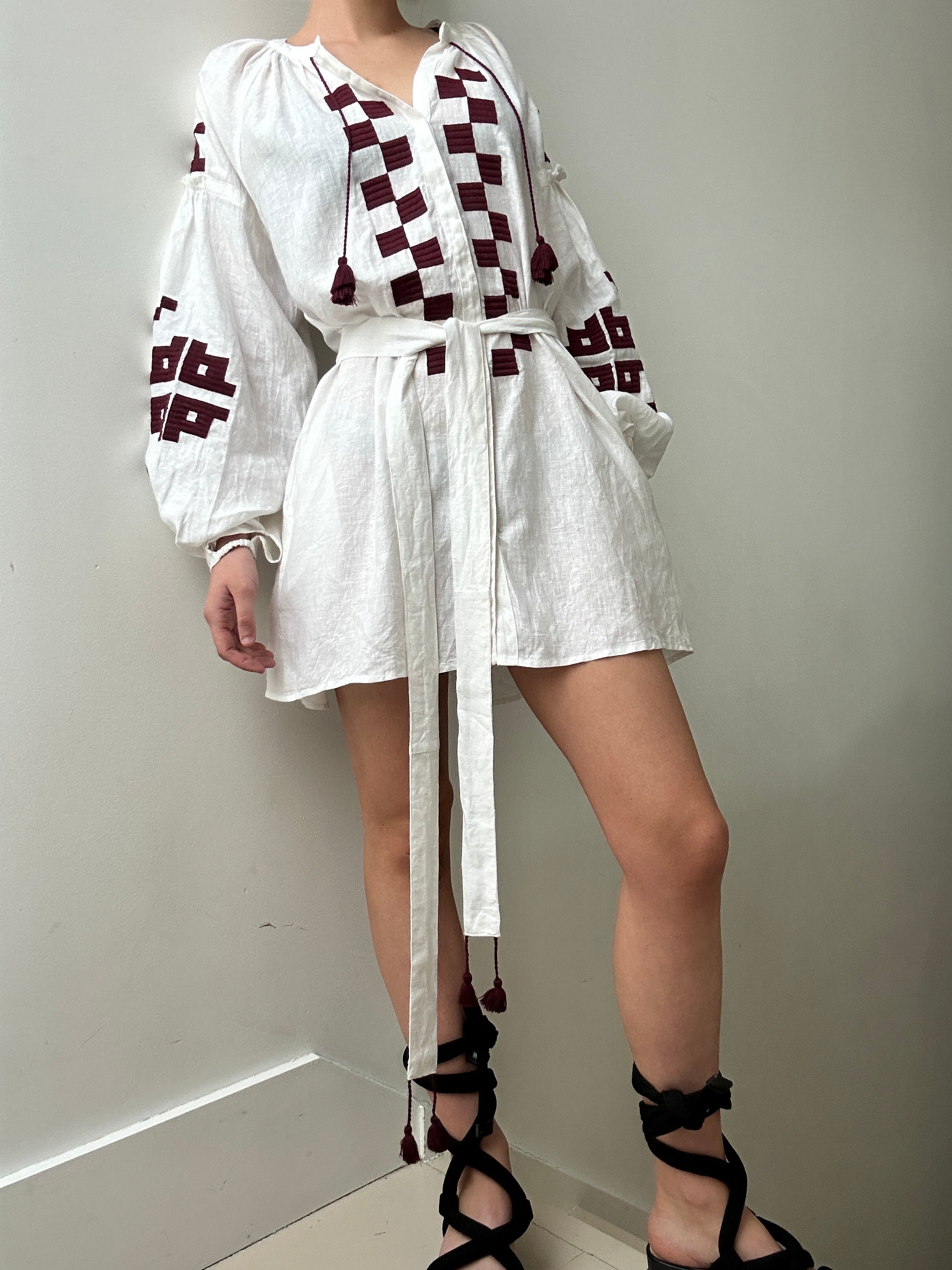 March 11 Dresses March 11 Short Dress White Maroon