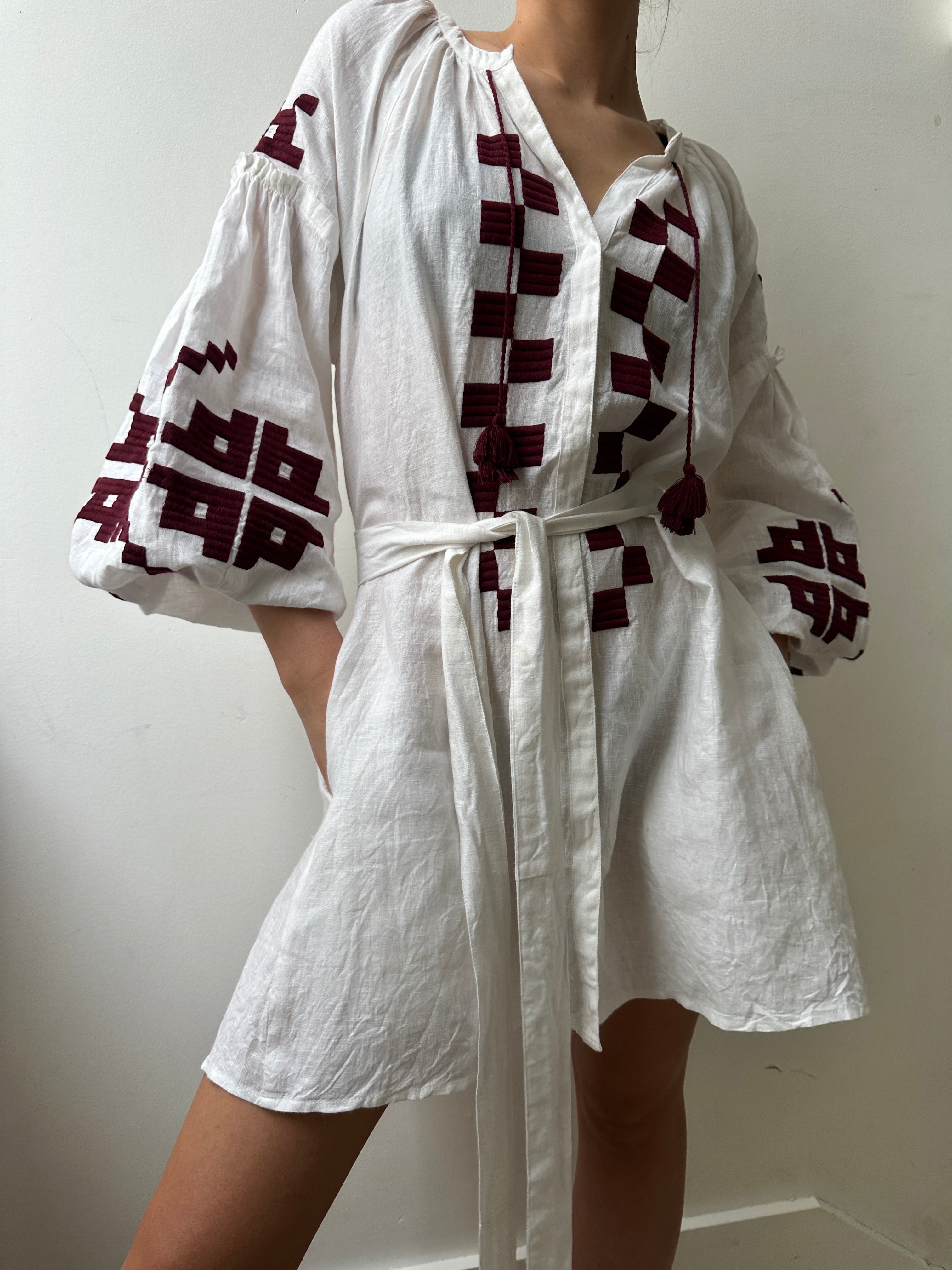 March 11 Dresses March 11 Short Dress White Maroon