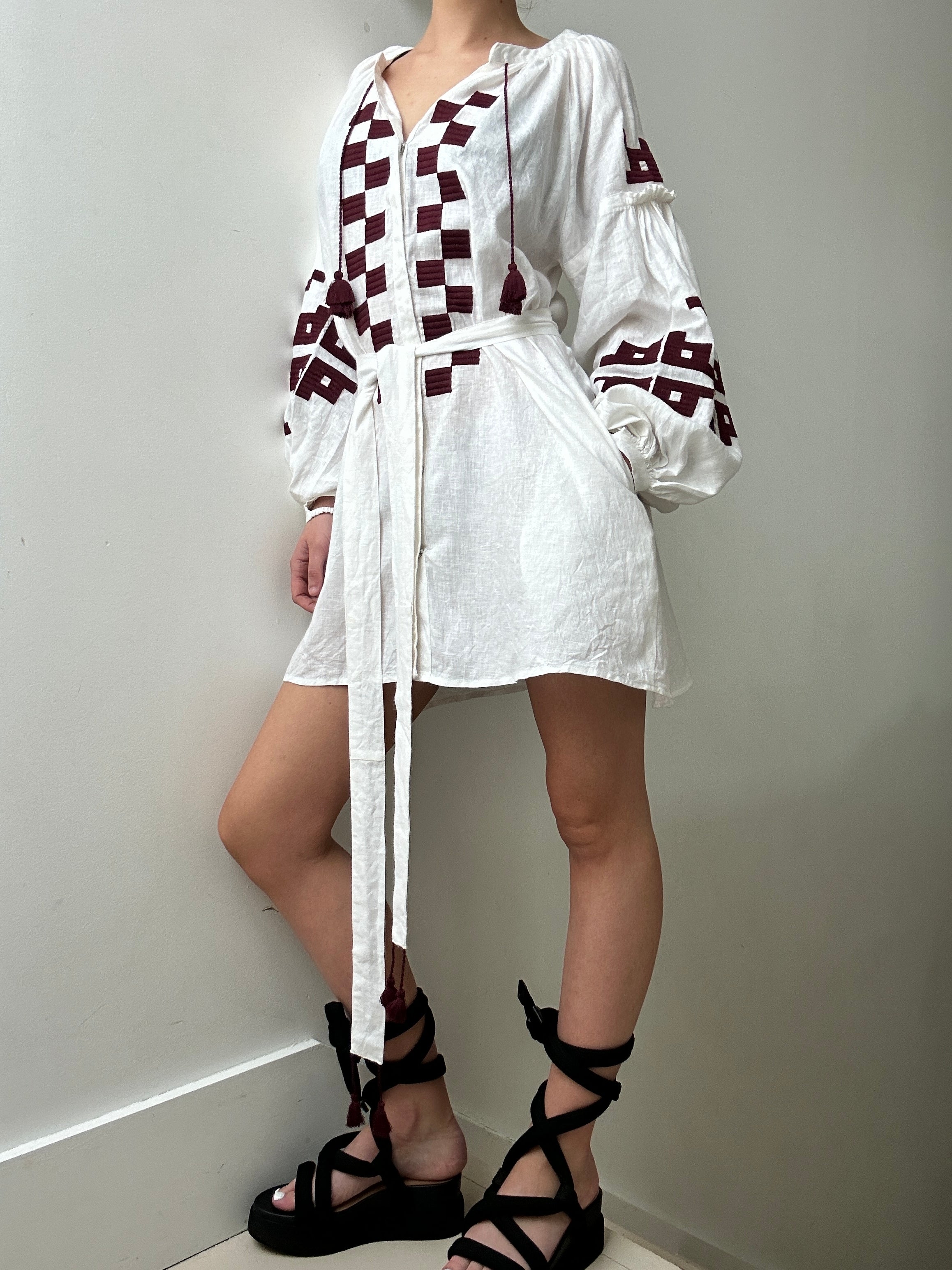 March 11 Dresses March 11 Short Dress White Maroon
