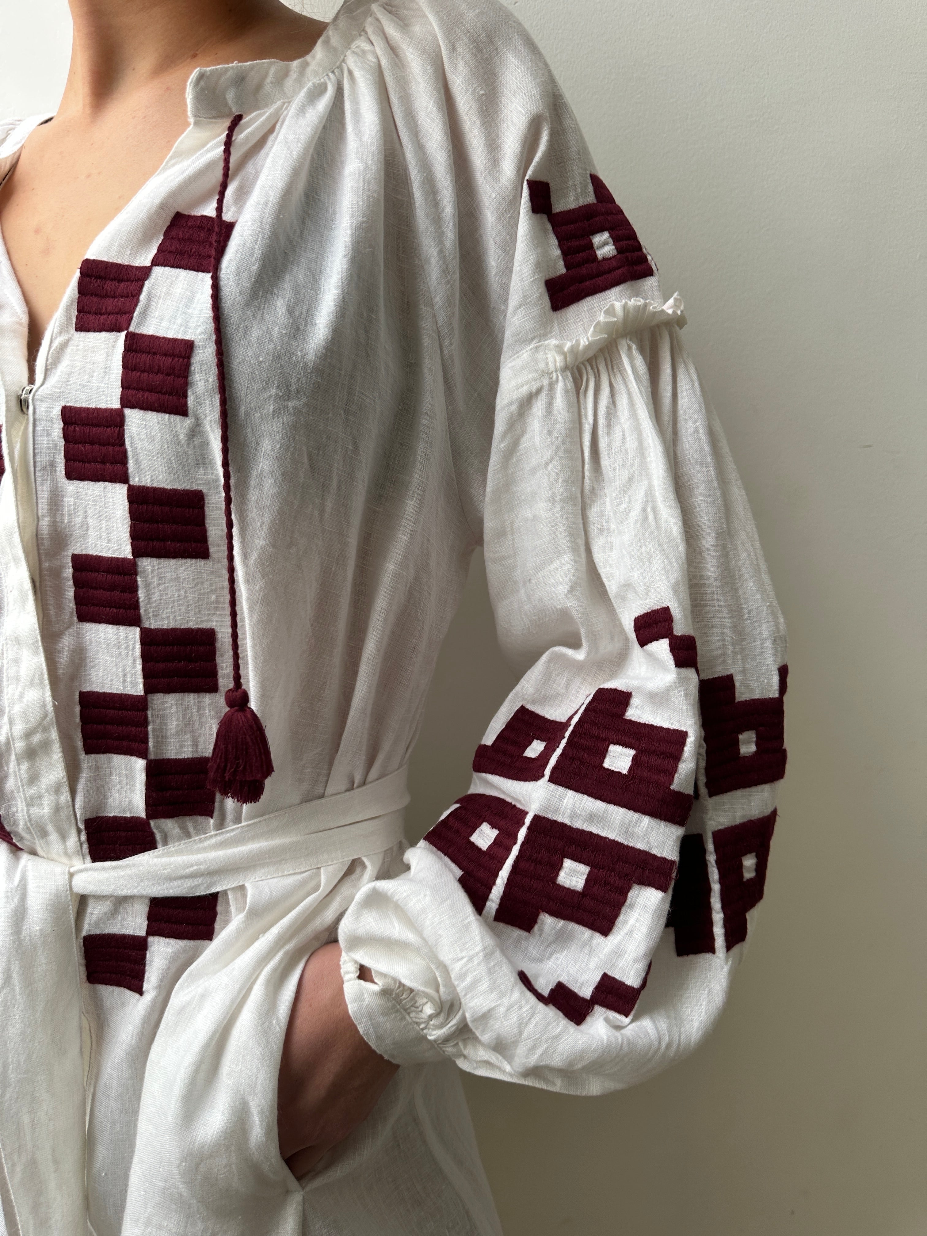 March 11 Dresses March 11 Short Dress White Maroon