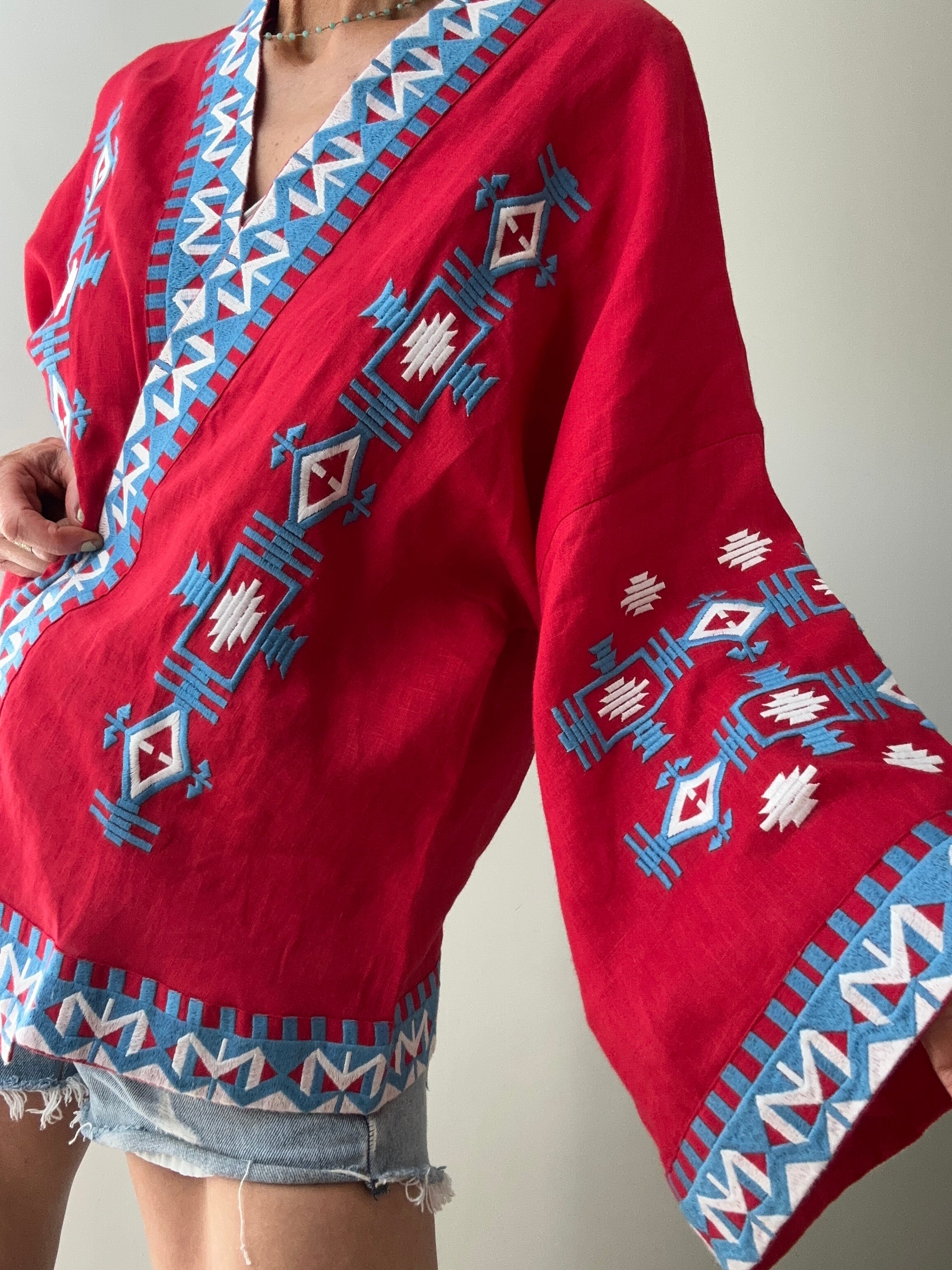 March 11 Kimono Red Blue | Kimonos