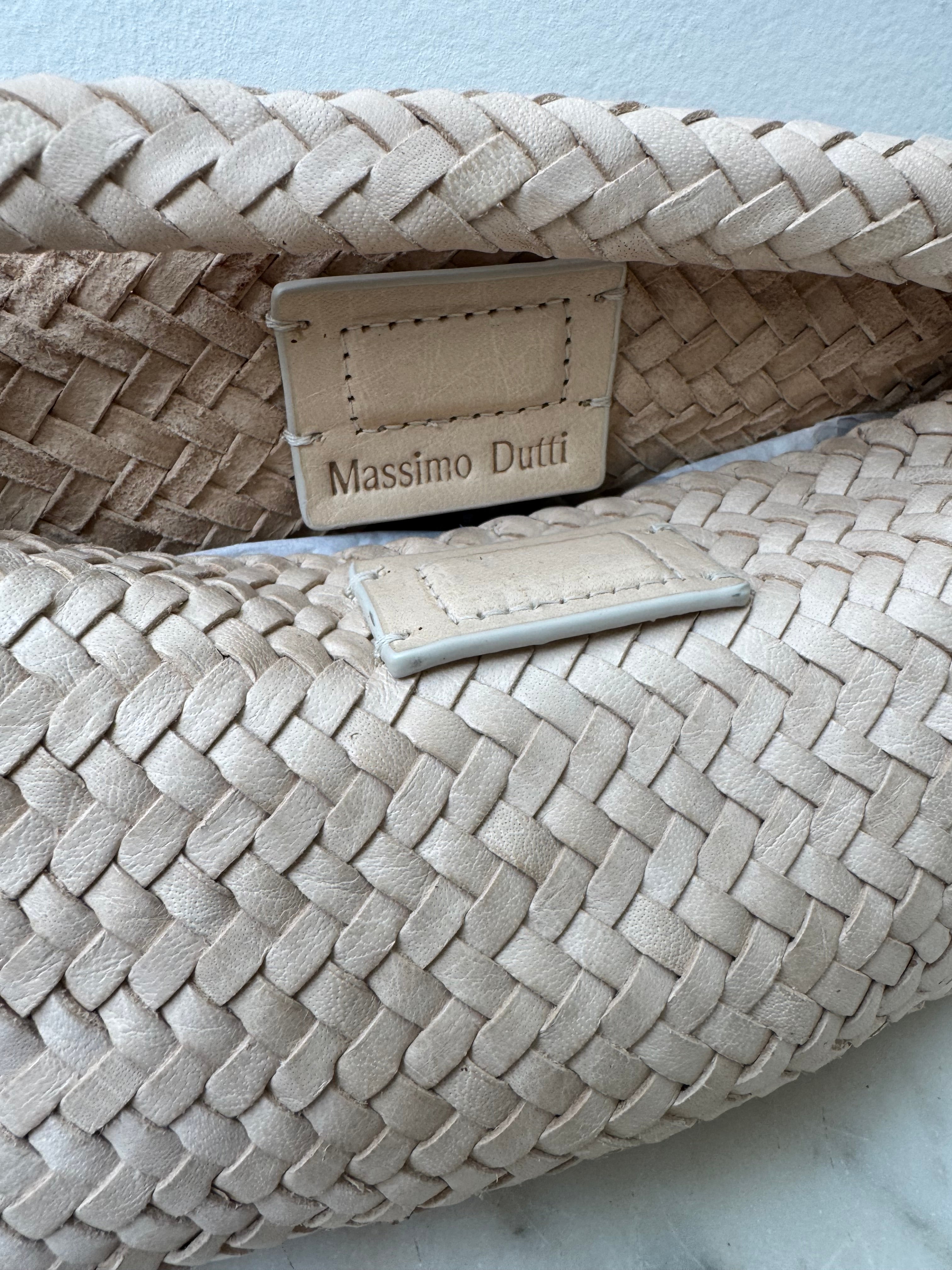 Massimo Dutti Bags One Size Woven Nappa Leather Bag Natural