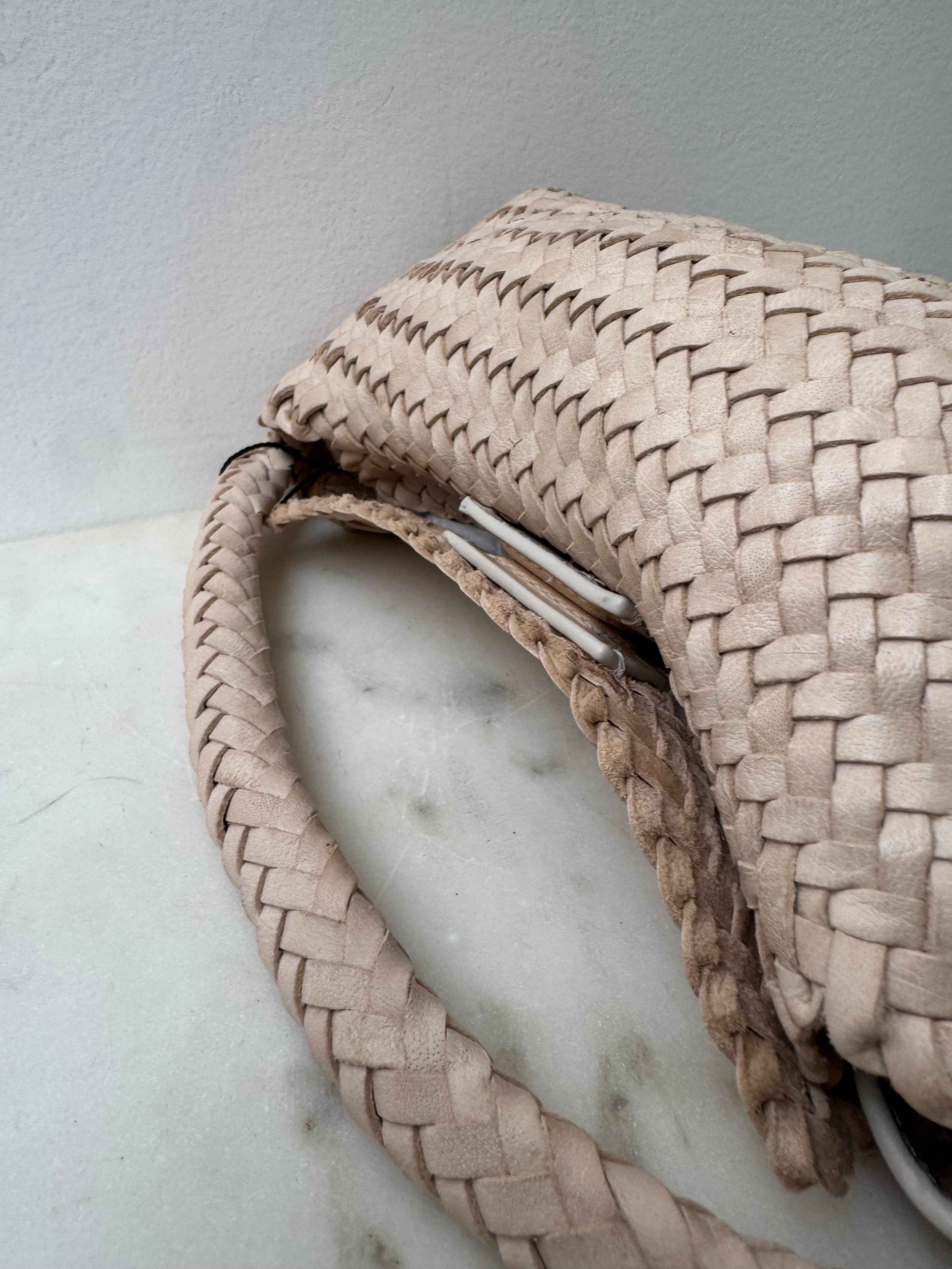 Massimo Dutti Bags One Size Woven Nappa Leather Bag Natural