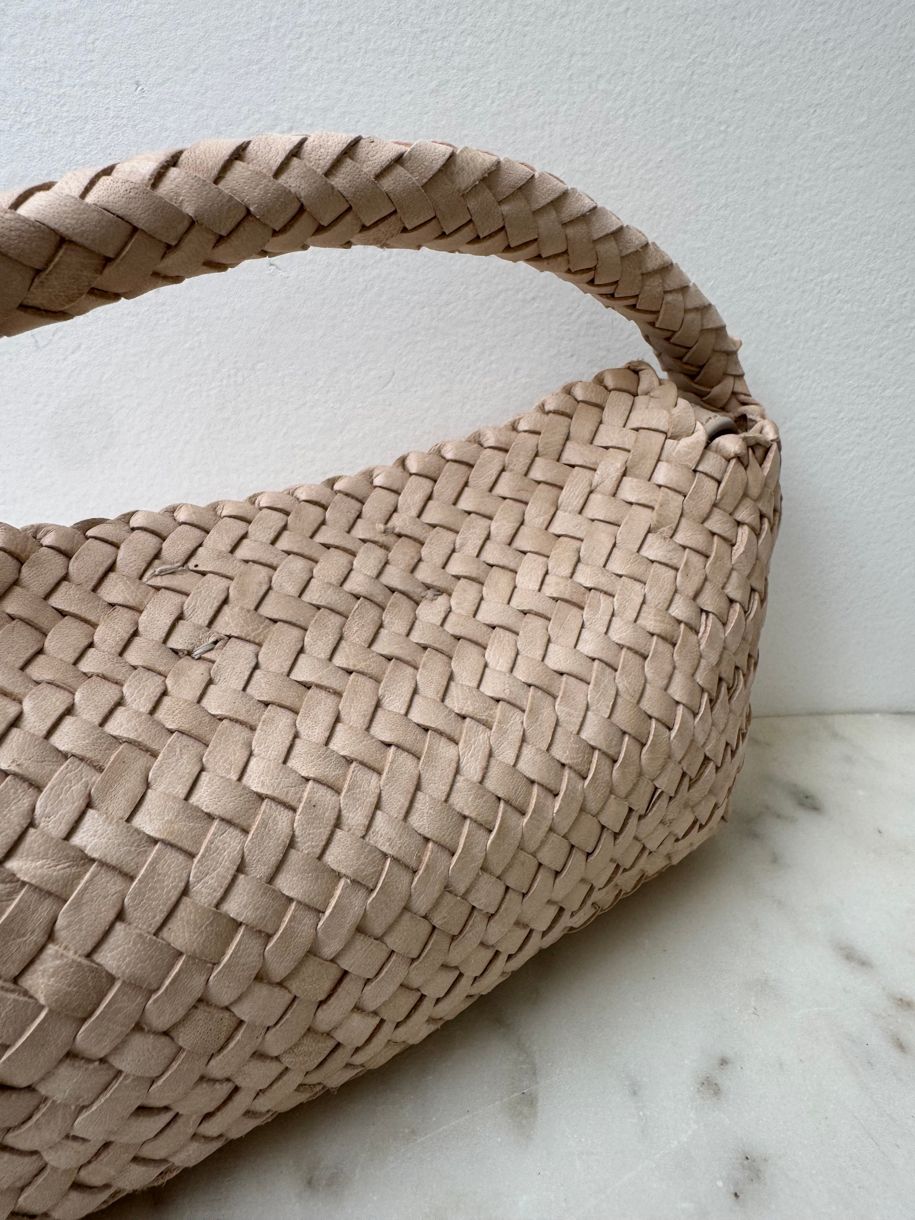 Massimo Dutti Bags One Size Woven Nappa Leather Bag Natural