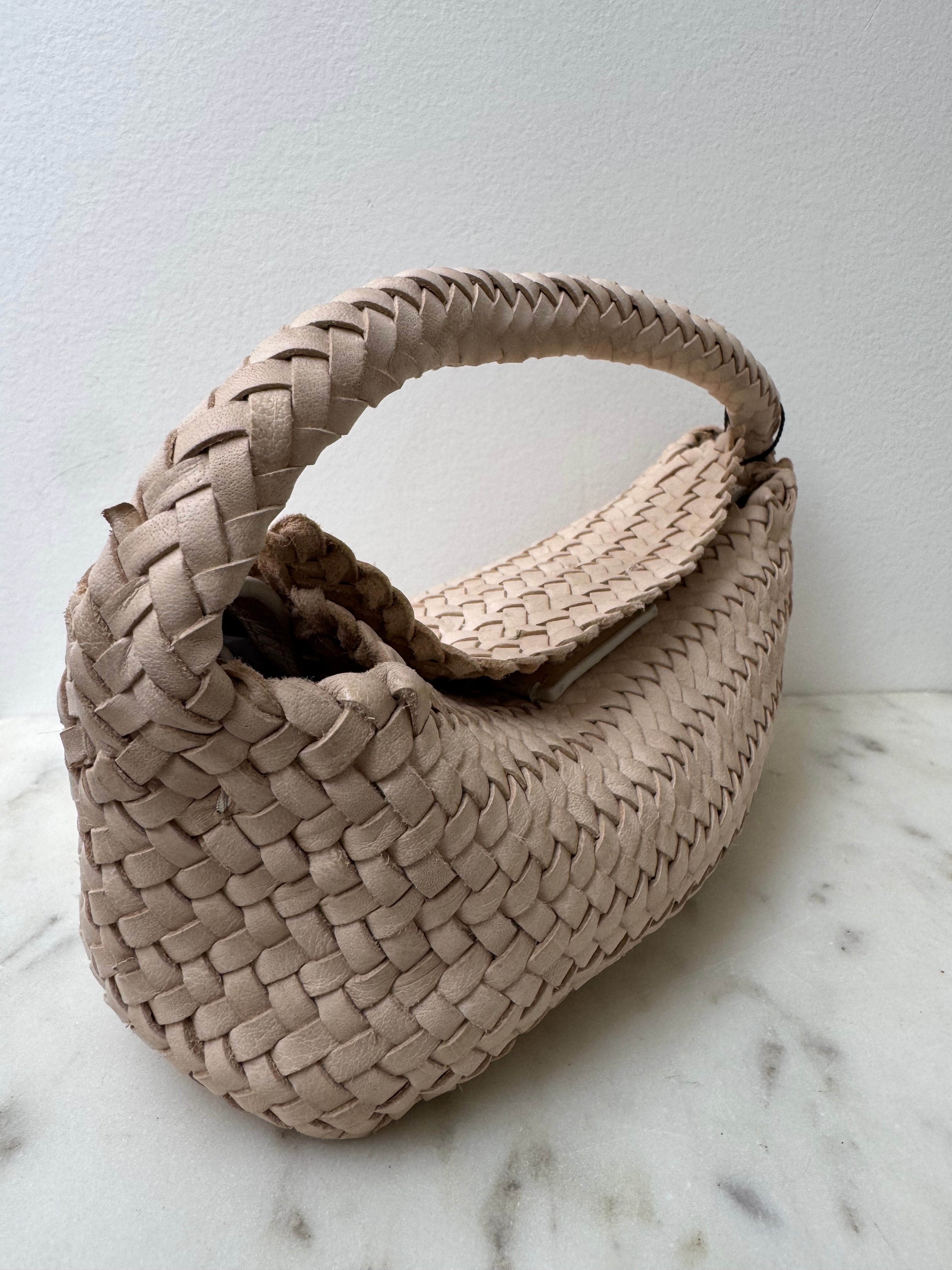 Massimo Dutti Bags One Size Woven Nappa Leather Bag Natural