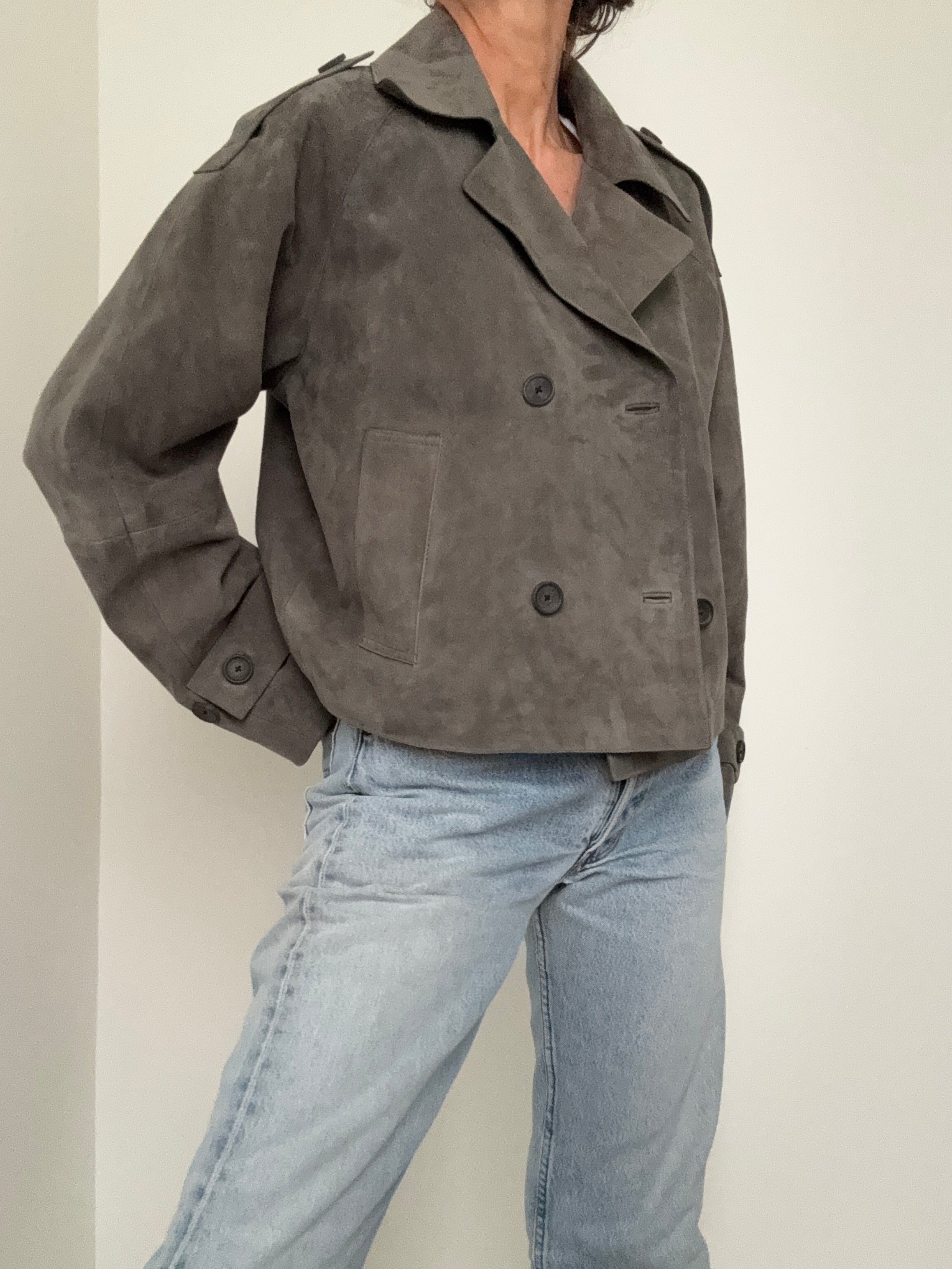 Boxy Suede Jacket Grey | Jackets