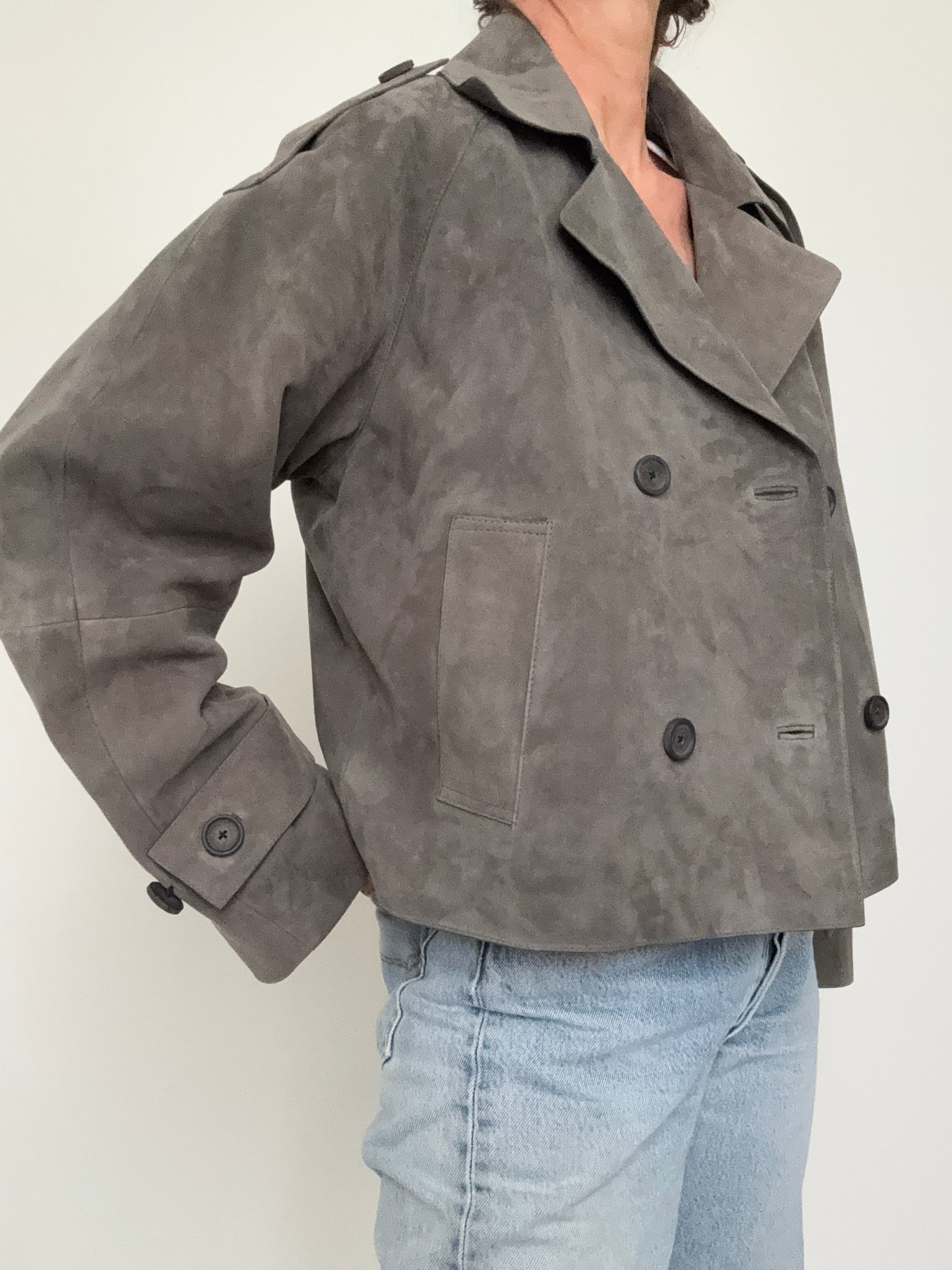 Boxy Suede Jacket Grey | Jackets