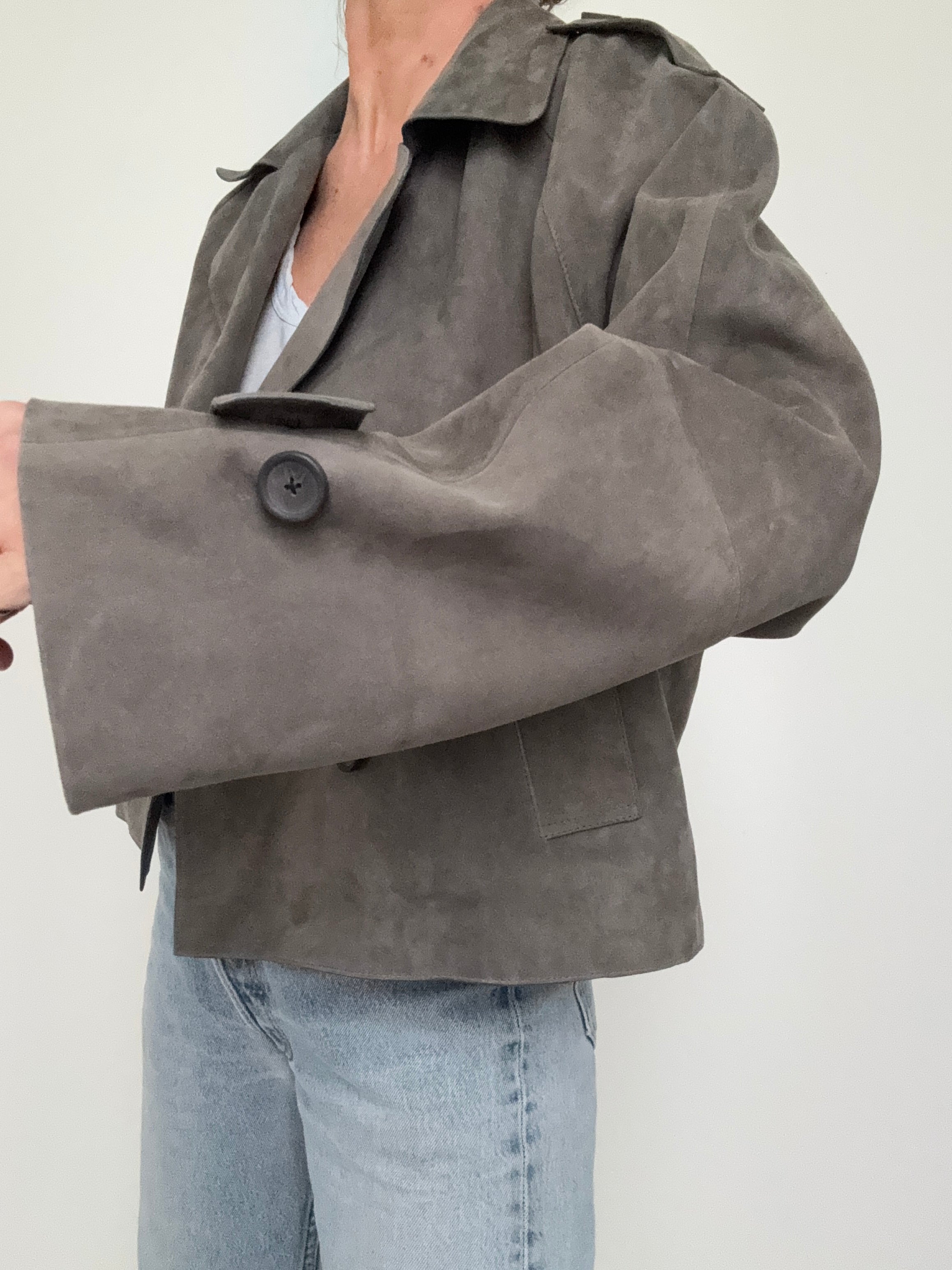 Boxy Suede Jacket Grey | Jackets