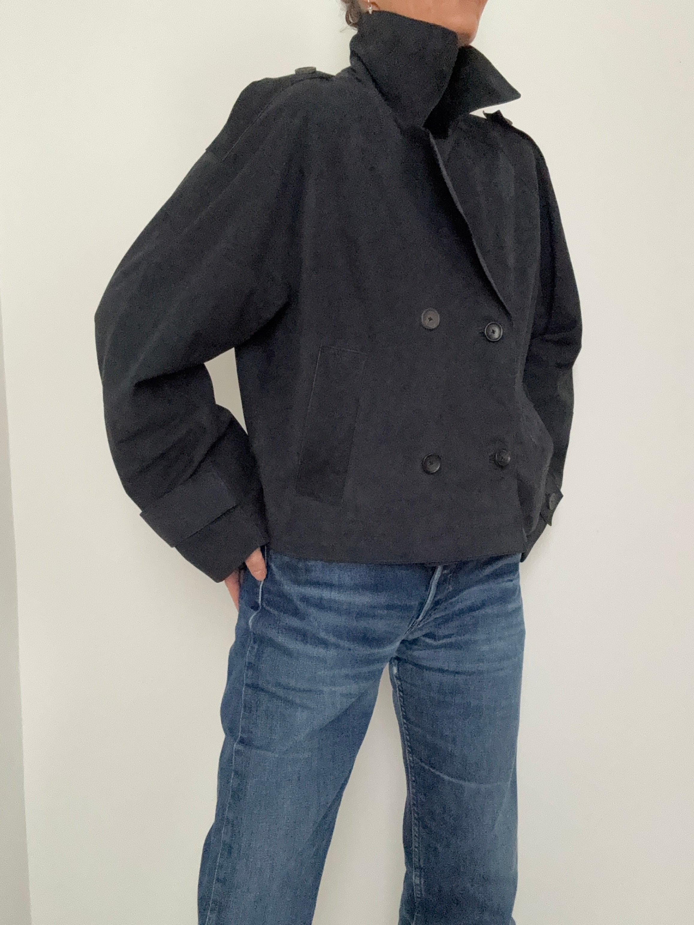 Boxy Suede Jacket Navy | Jackets