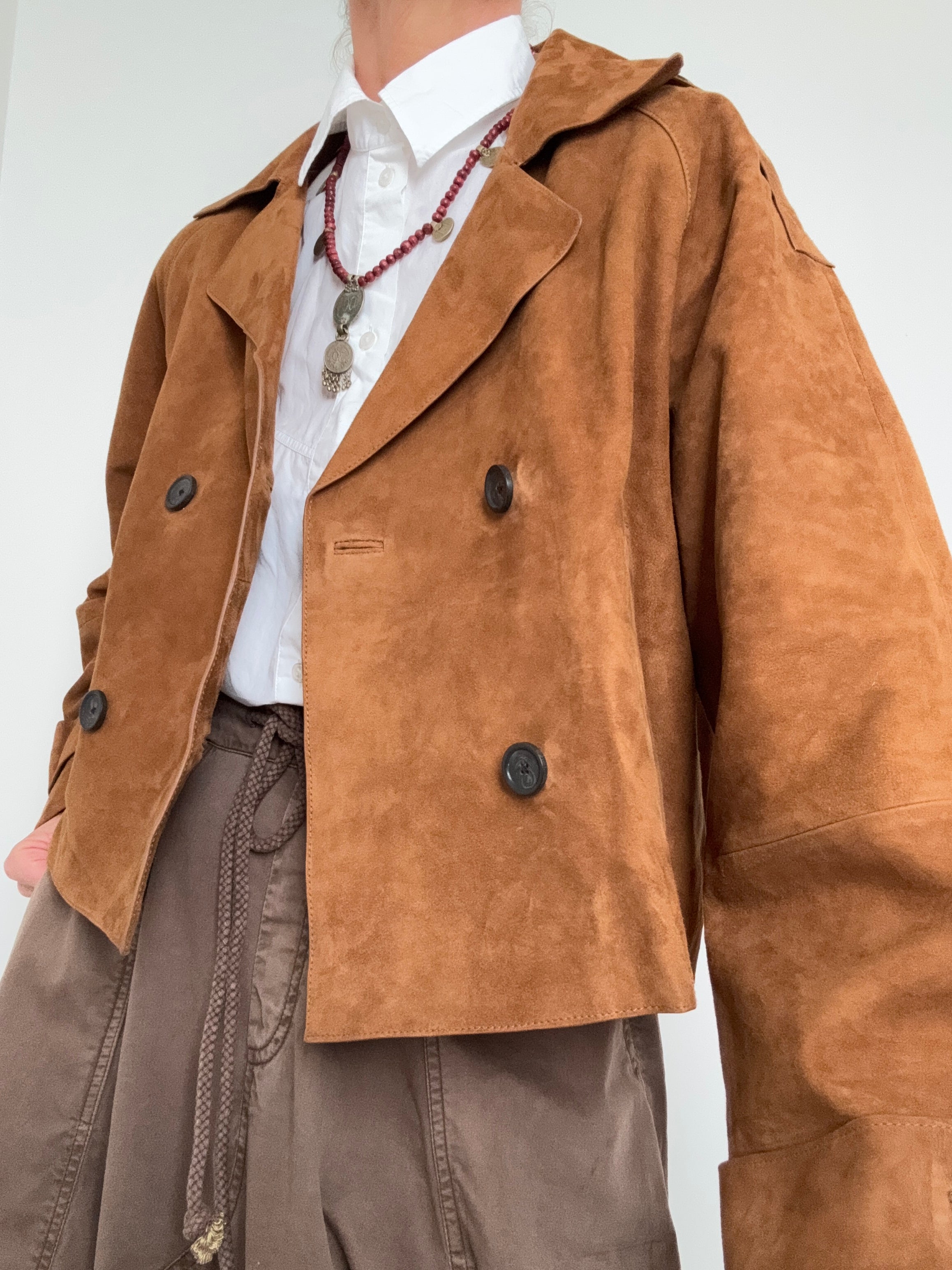 Boxy Suede Jacket Tan | Jackets