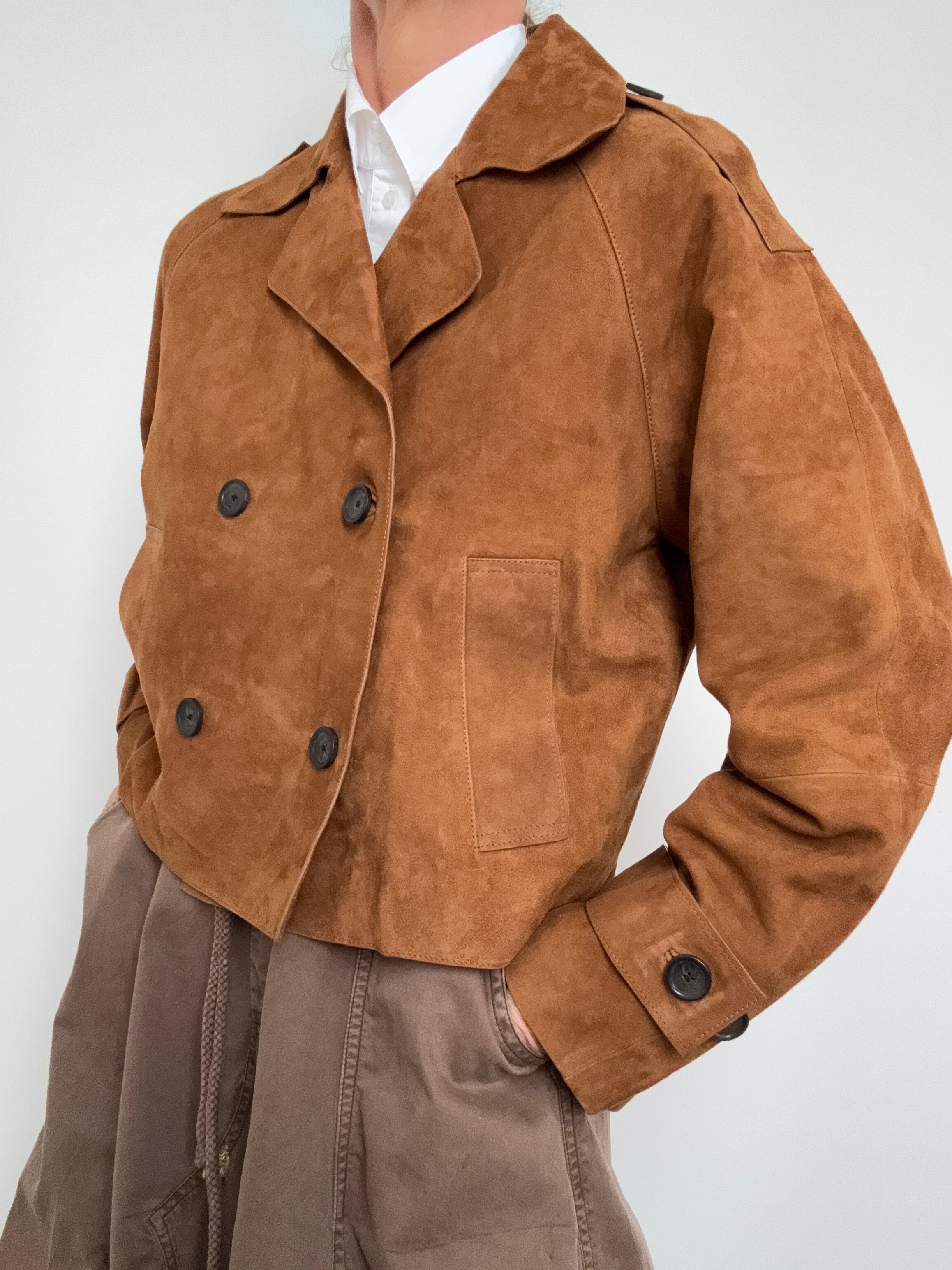 Boxy Suede Jacket Tan | Jackets