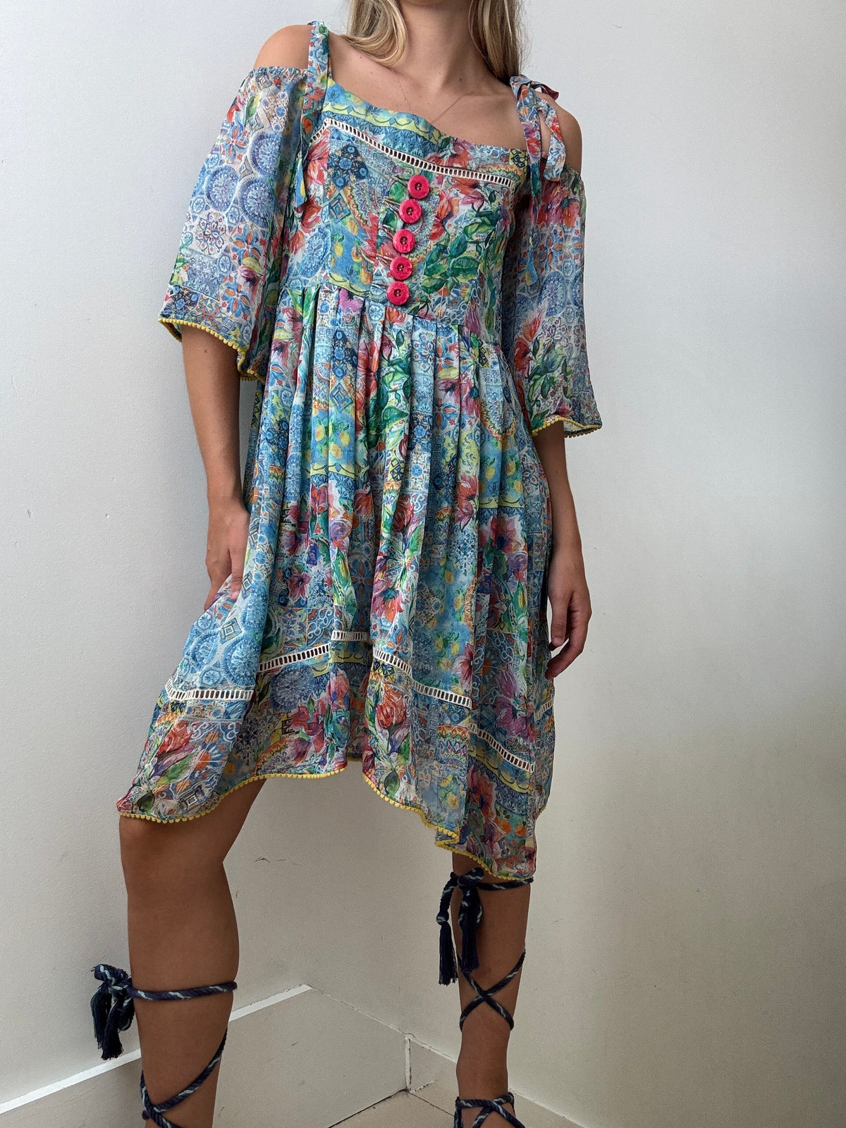 Robe De Cocktail Matthew Williamson - épaule Dénudée - Couleur Jaune - Taille 6 - Neuve