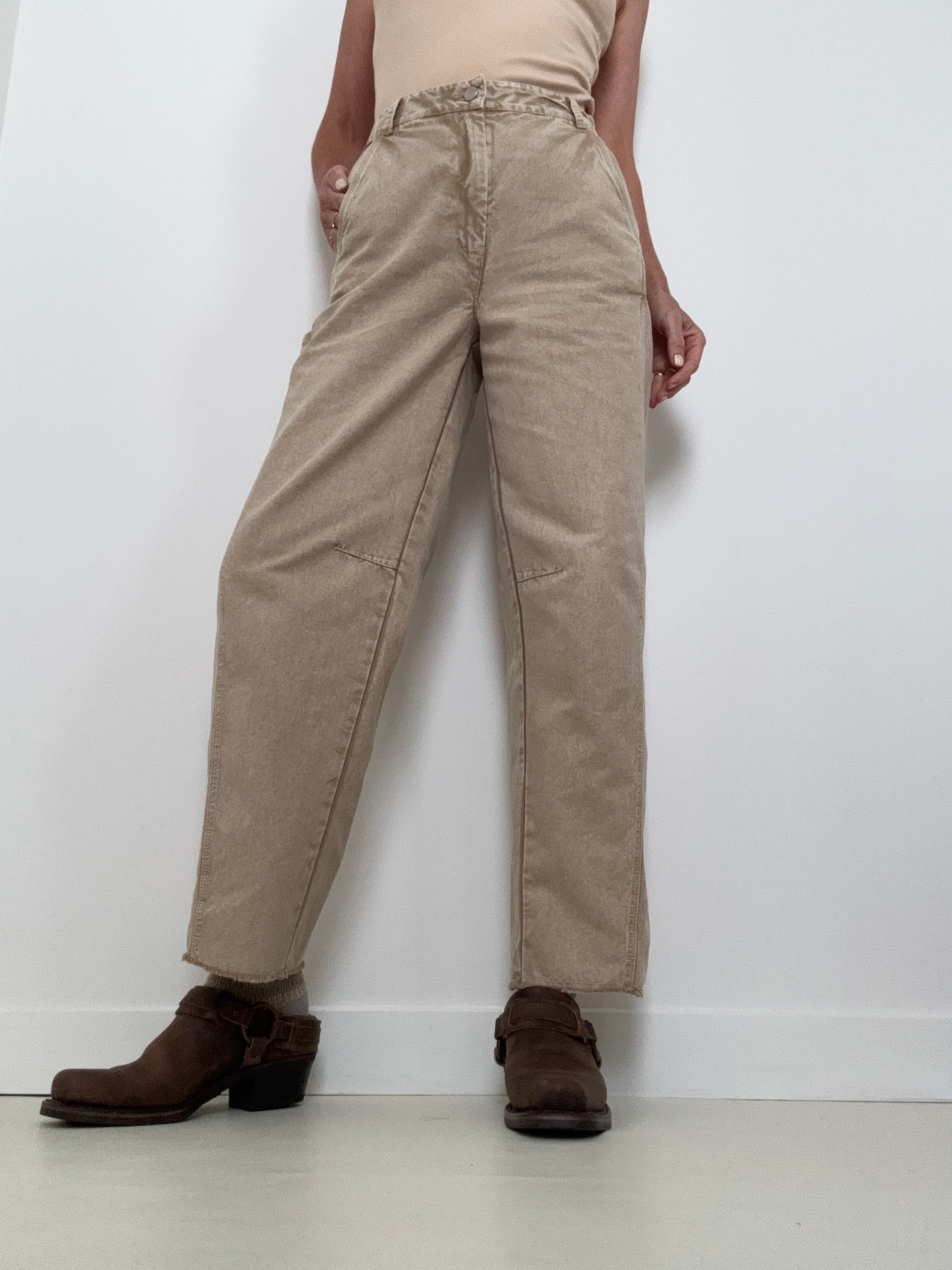 Beige Monile Trousers | Pants