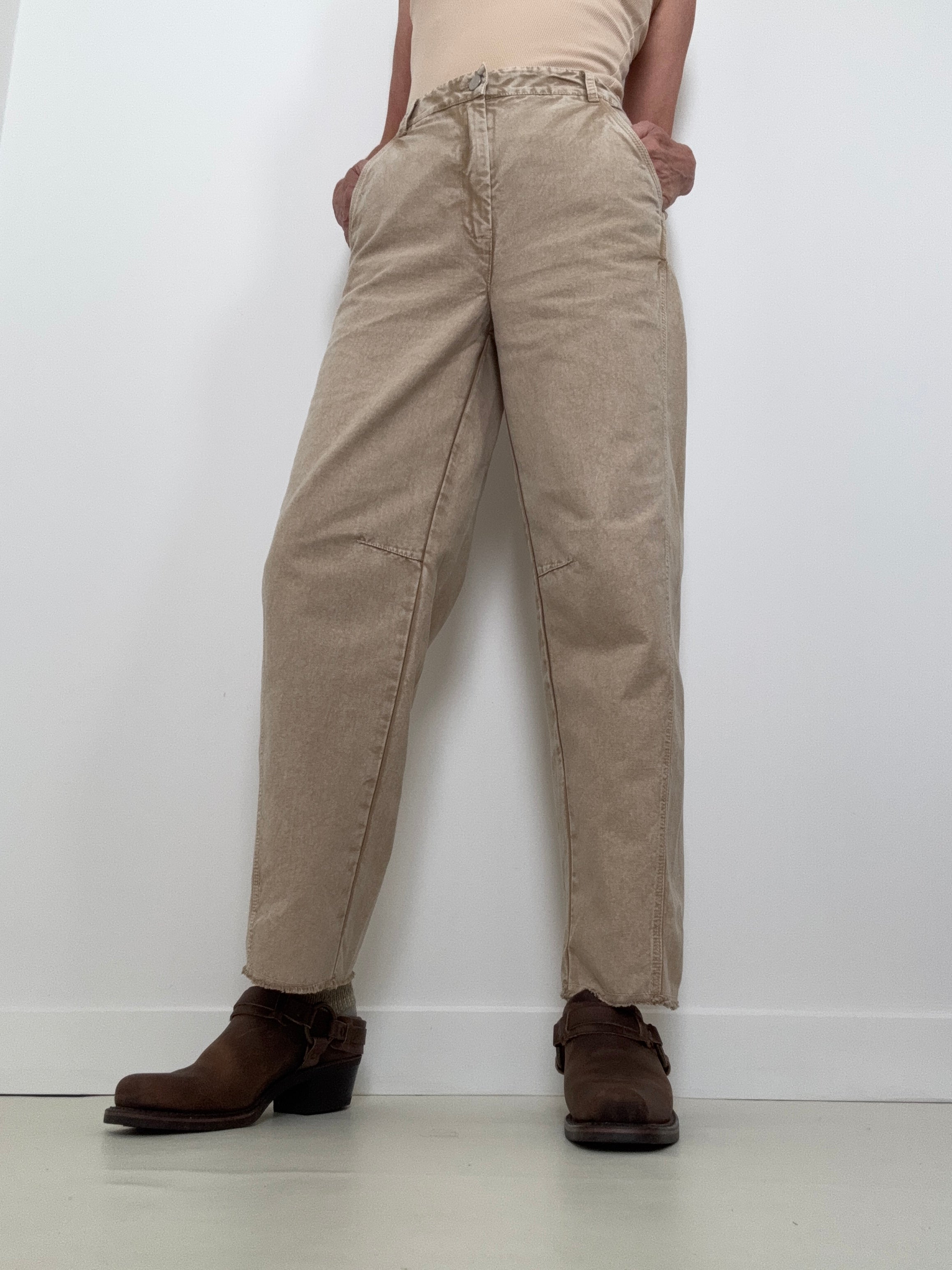 Beige Monile Trousers | Pants