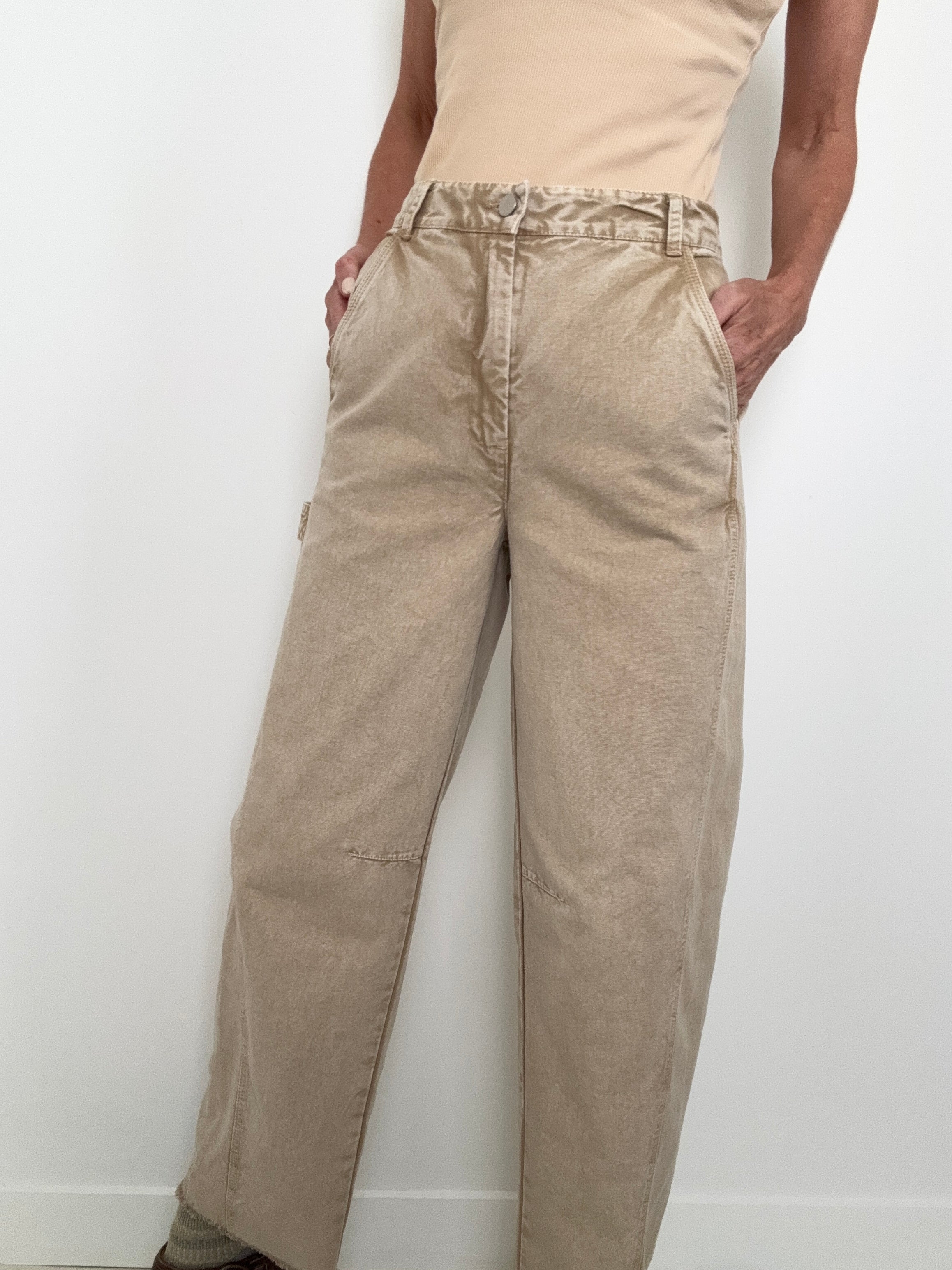 Beige Monile Trousers | Pants