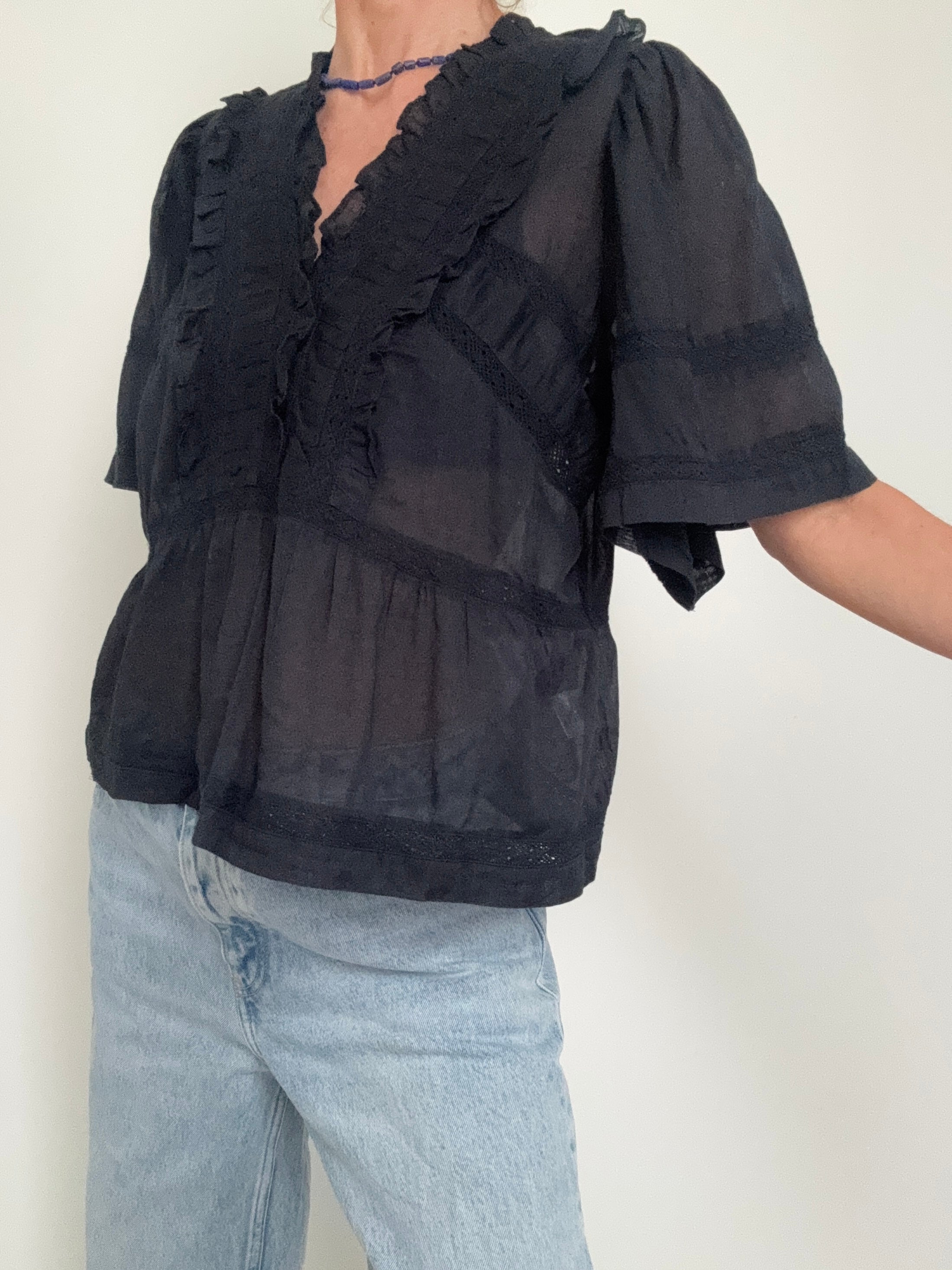 NEO NOIR Tops Evienne S Voile Top Black