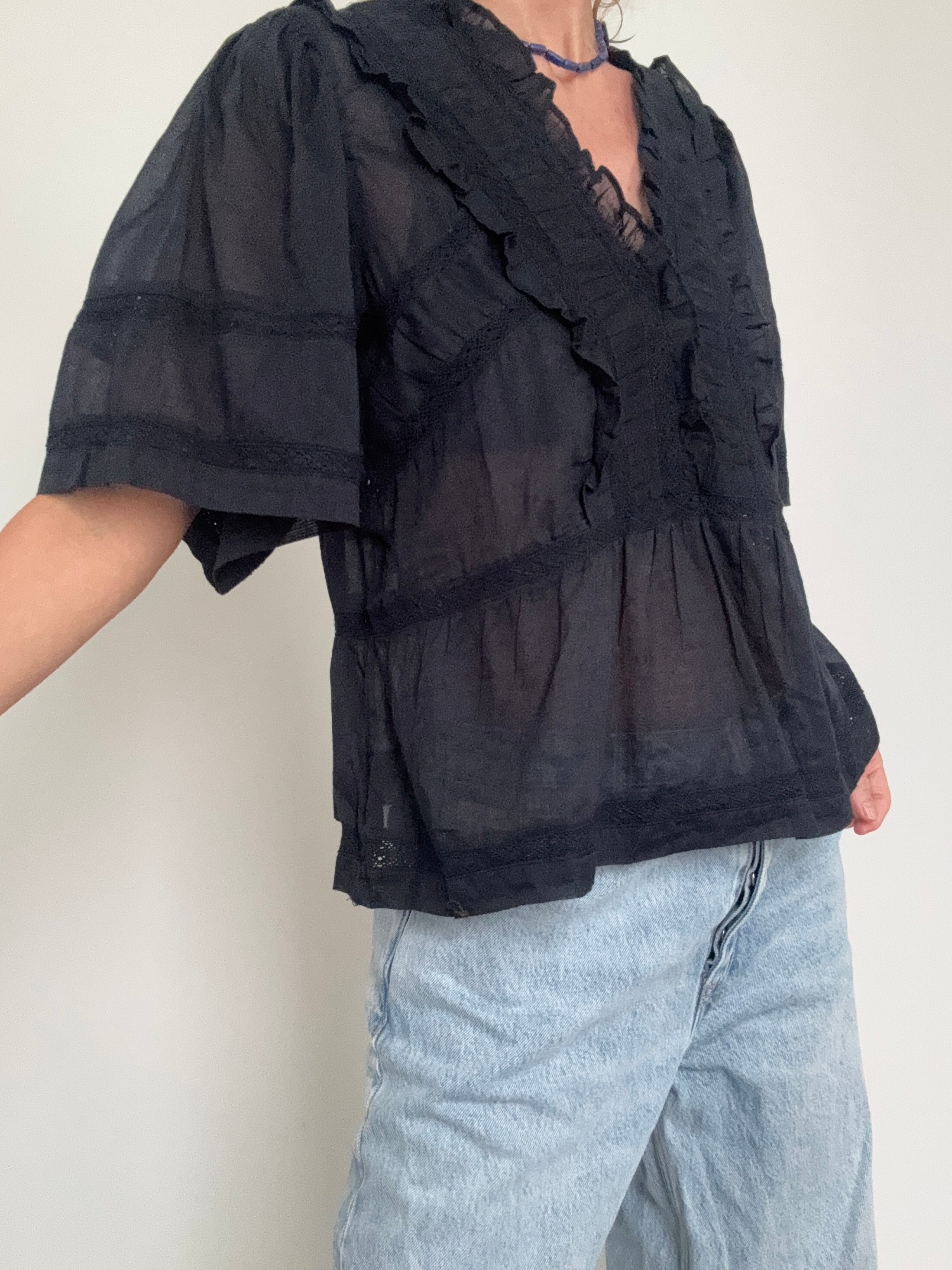 NEO NOIR Tops Evienne S Voile Top Black