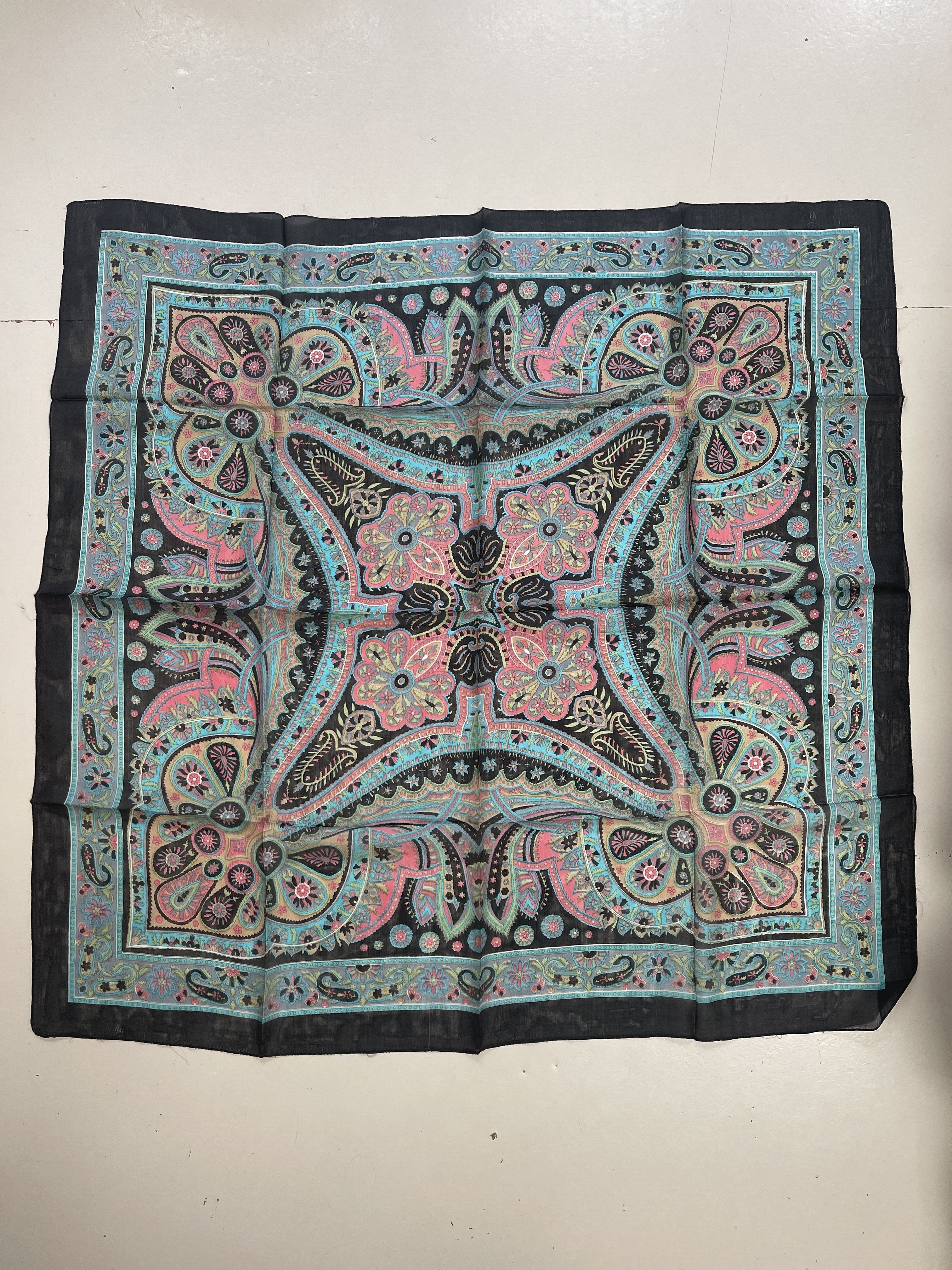 Classic Paisley Silk Scarf in Black | Scarves