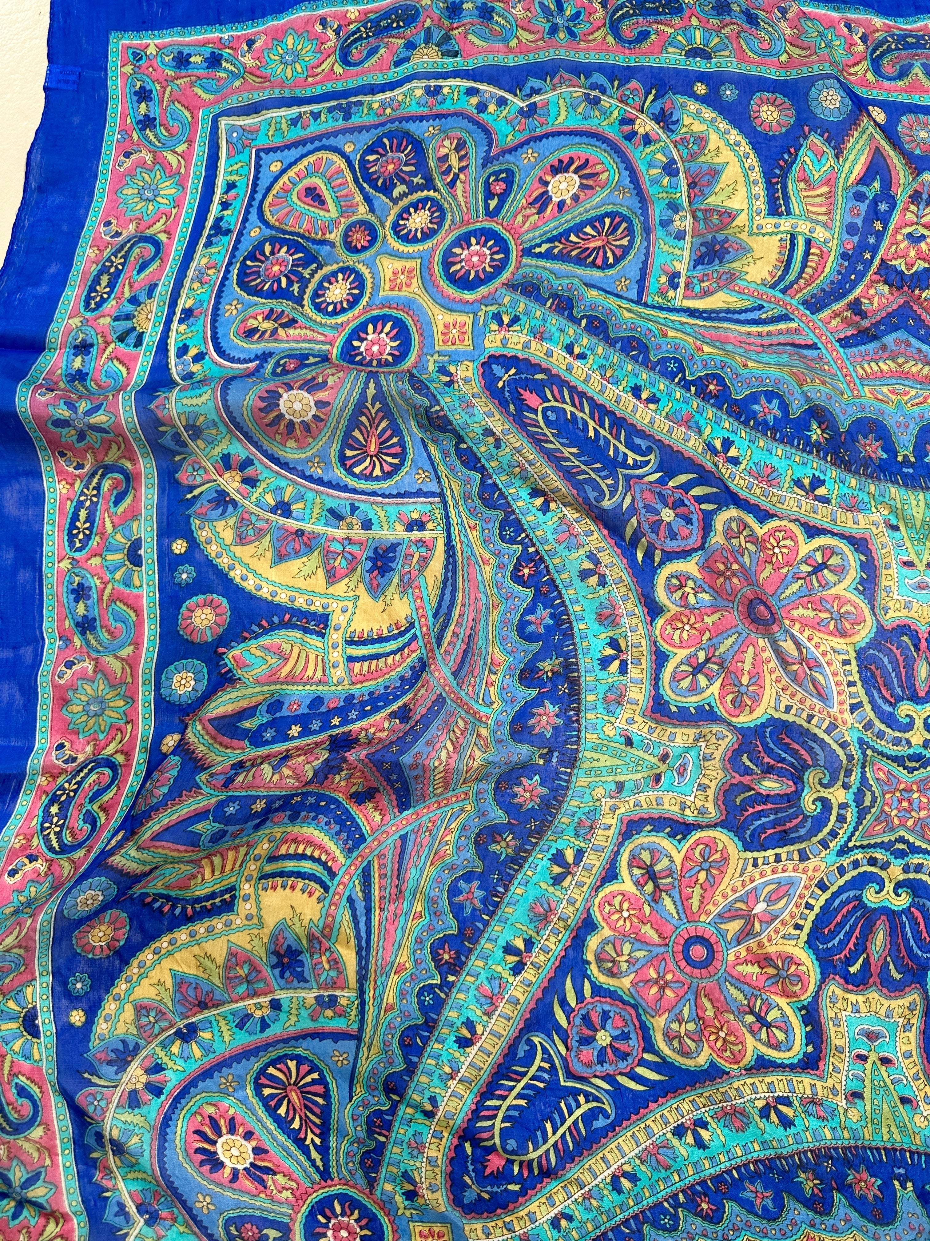 Classic Paisley Silk Scarf in Blue | Scarves
