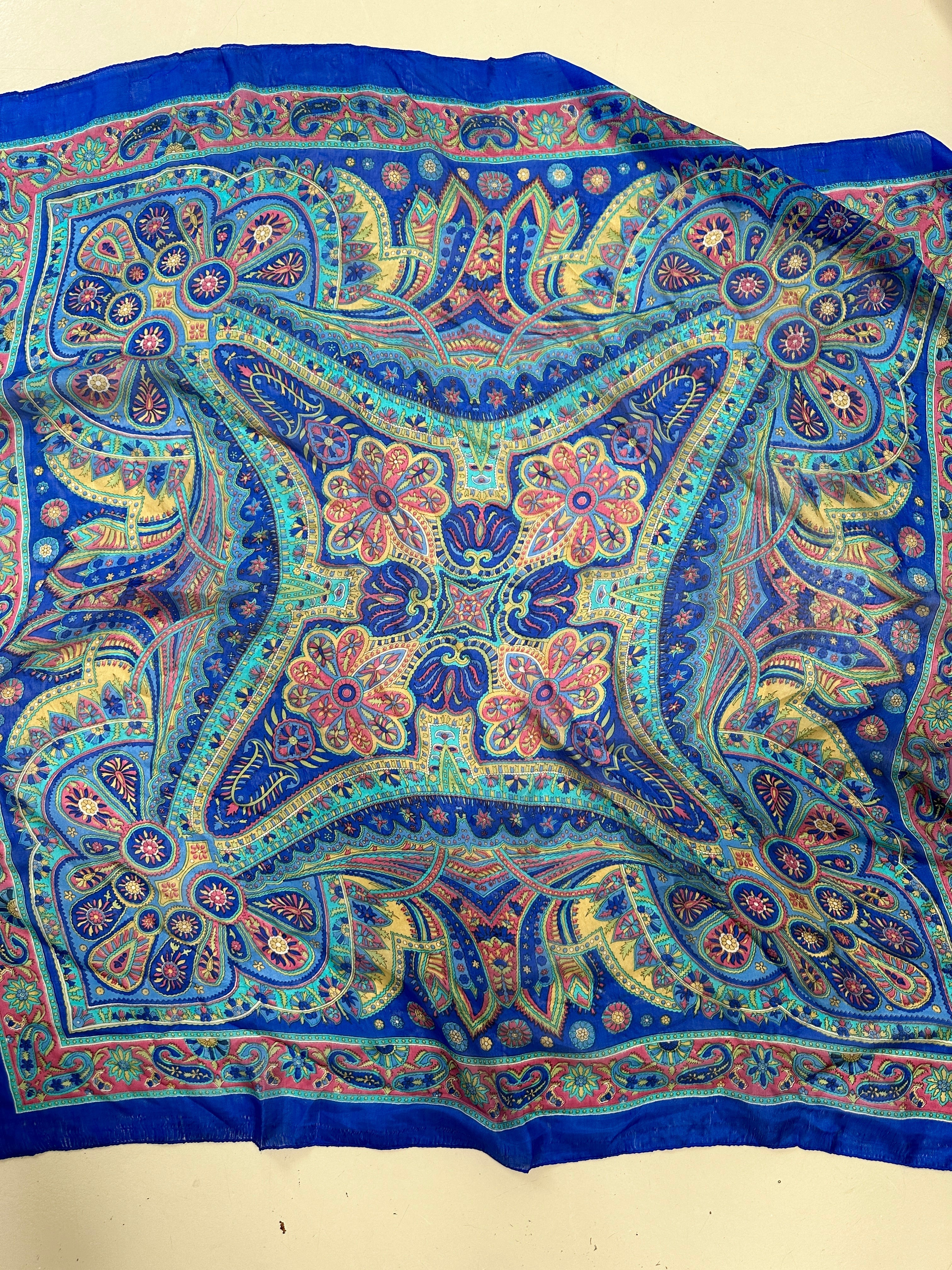 Classic Paisley Silk Scarf in Blue | Scarves