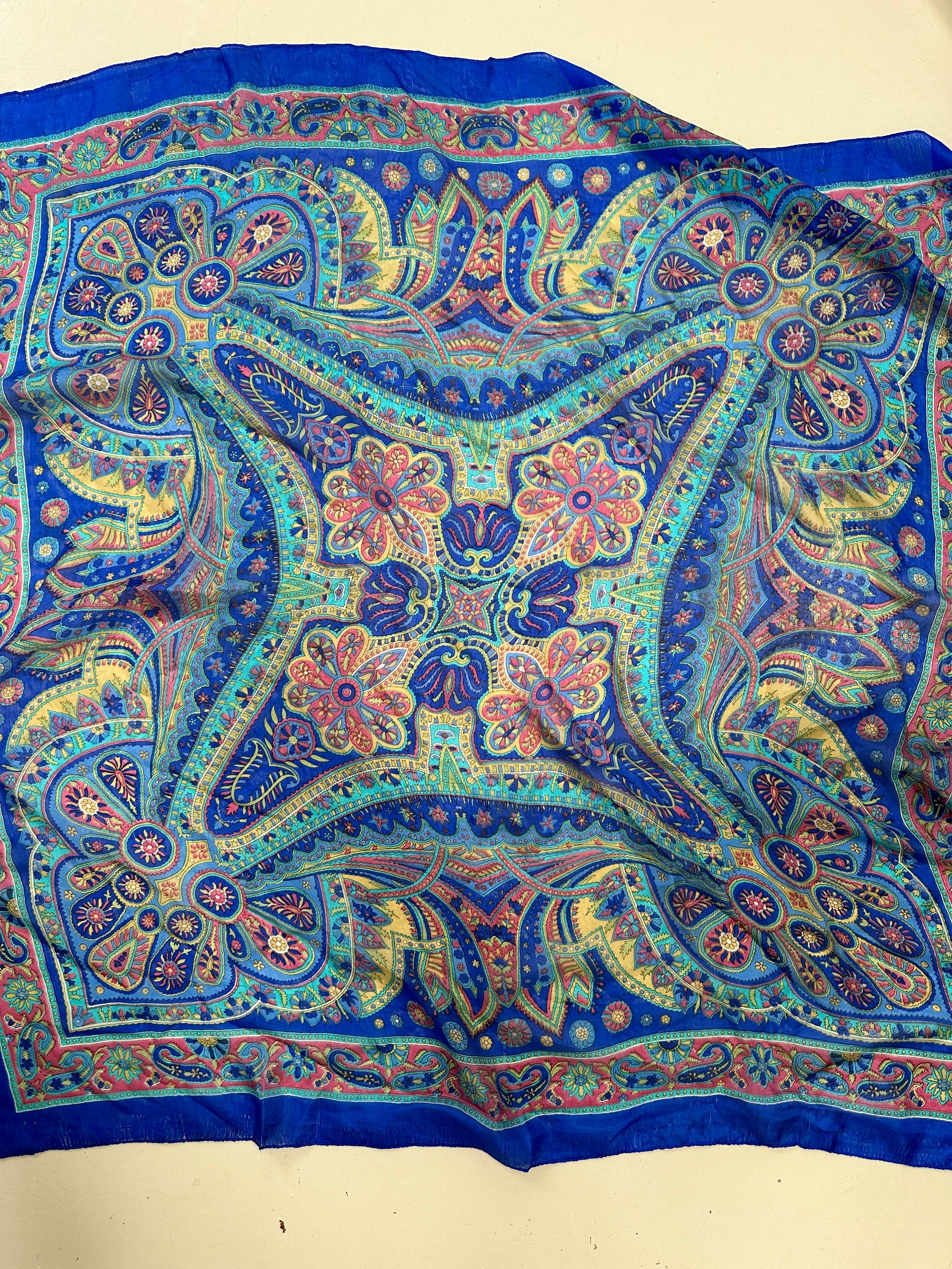 Not specified Scarves One Size Classic Paisley Silk Scarf in Blue