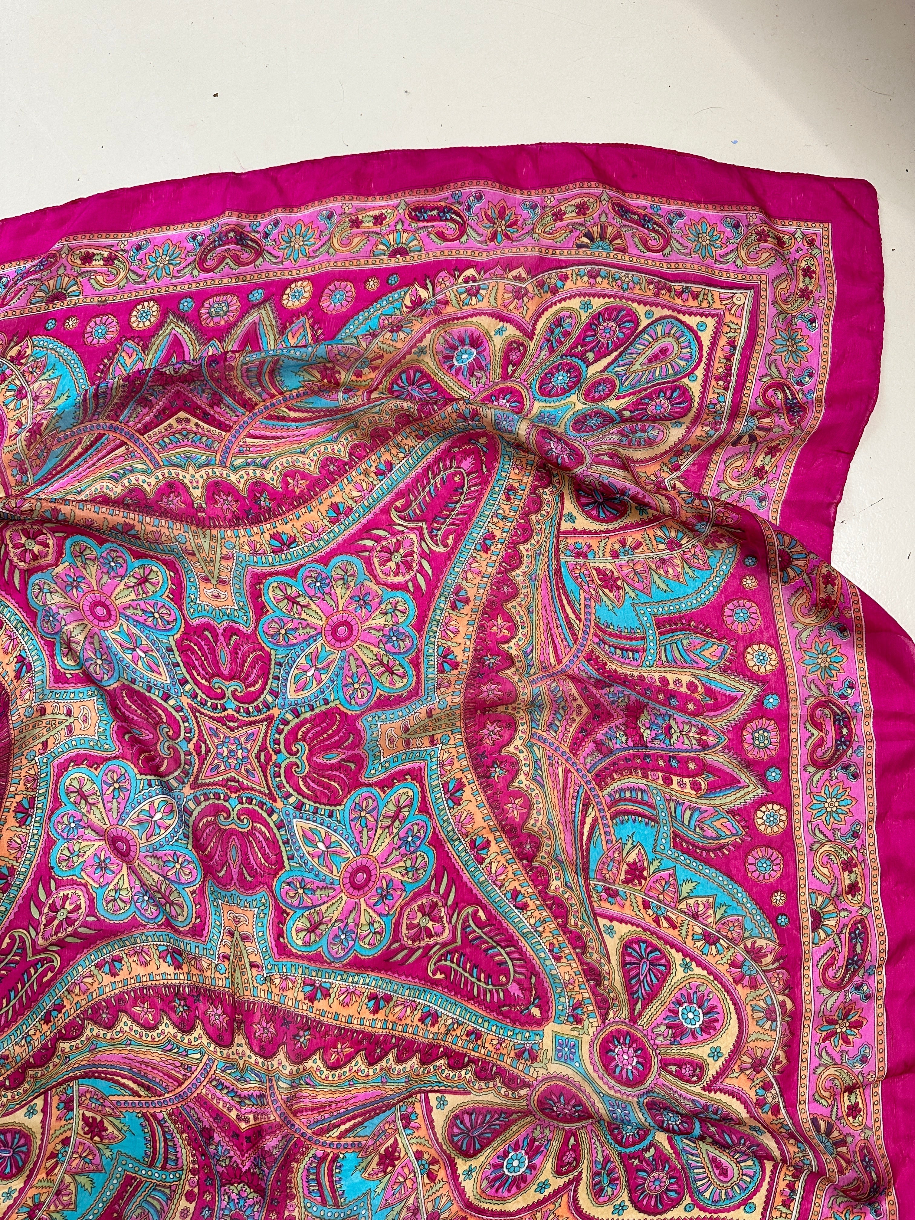 Not specified Scarves One Size Classic Paisley Silk Scarf in Hot Pink