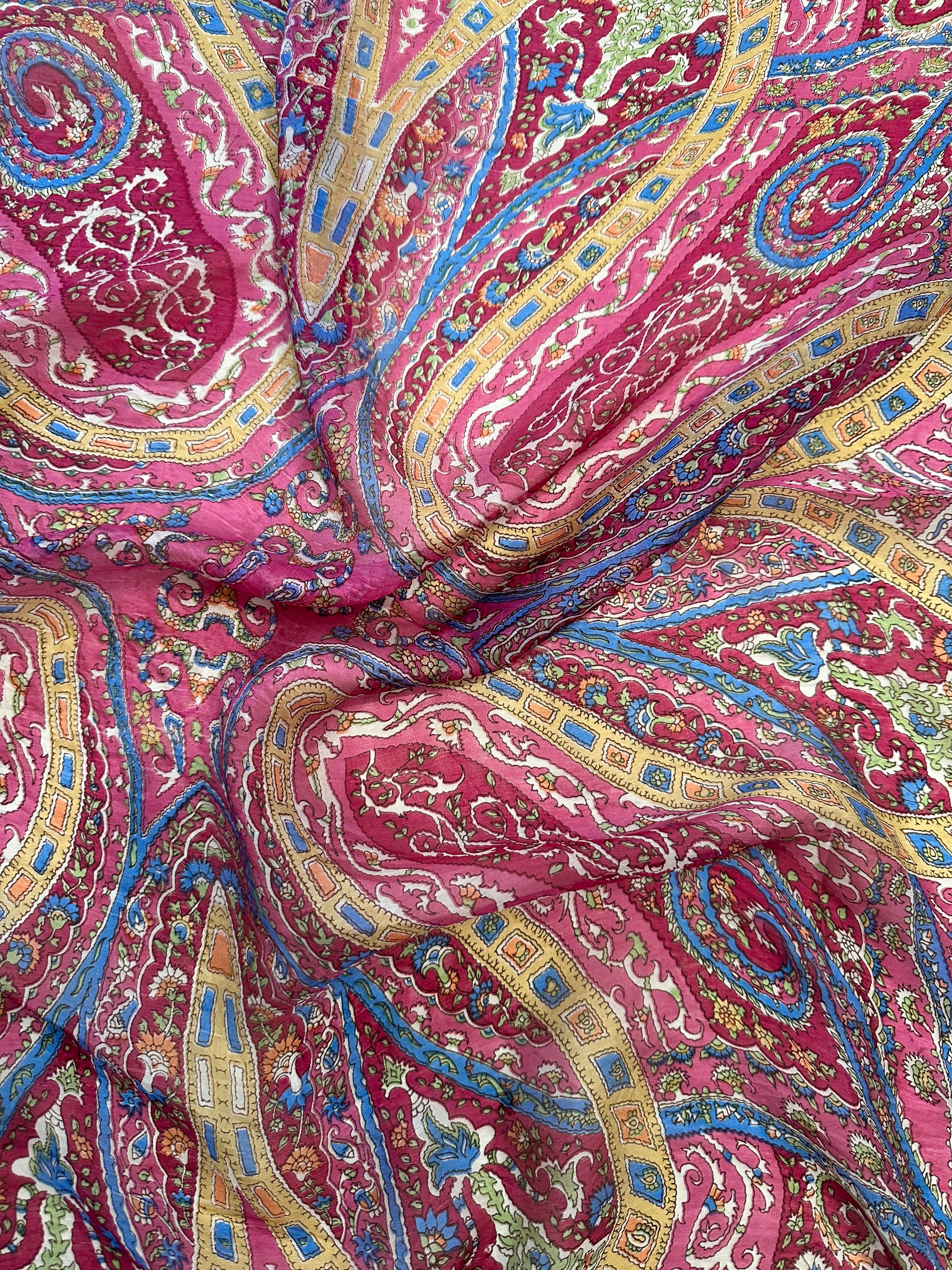 Paisley Flower Silk Scarf Fuschia | Scarves