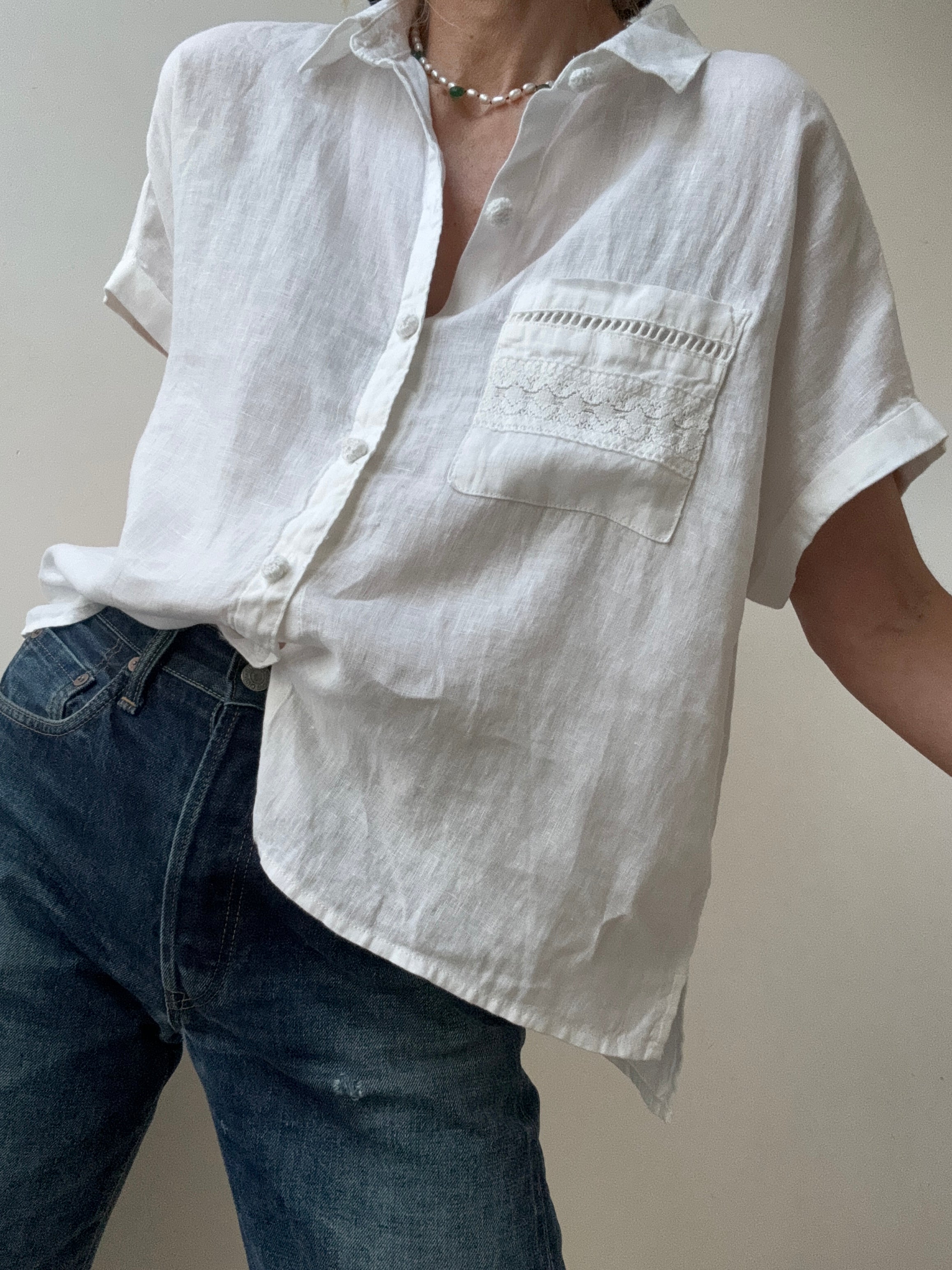Joie Embroidered Linen Shirt White | Shirts