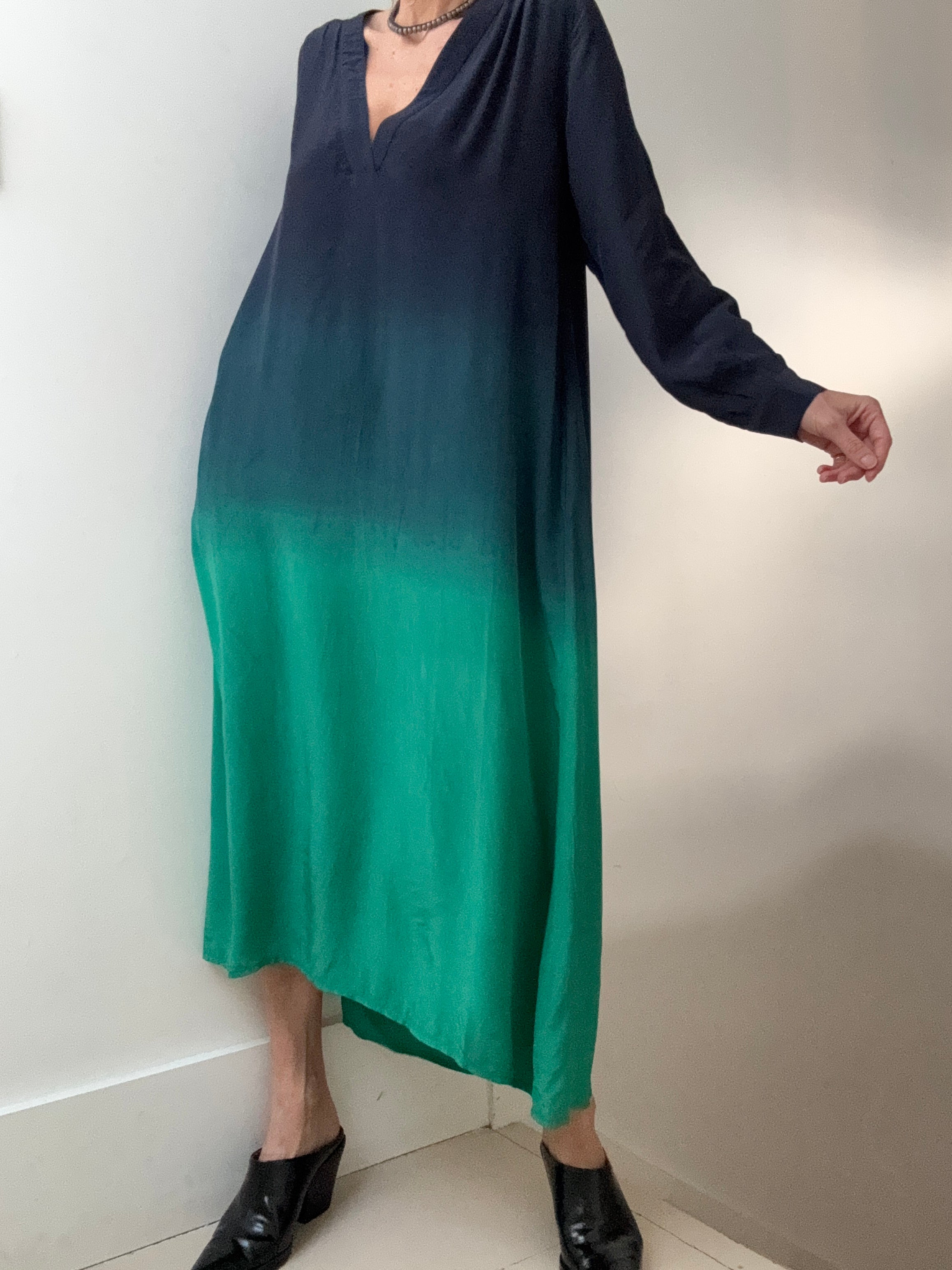 Nous Antwerp Dresses Morgan Dress Navy Green Ombre
