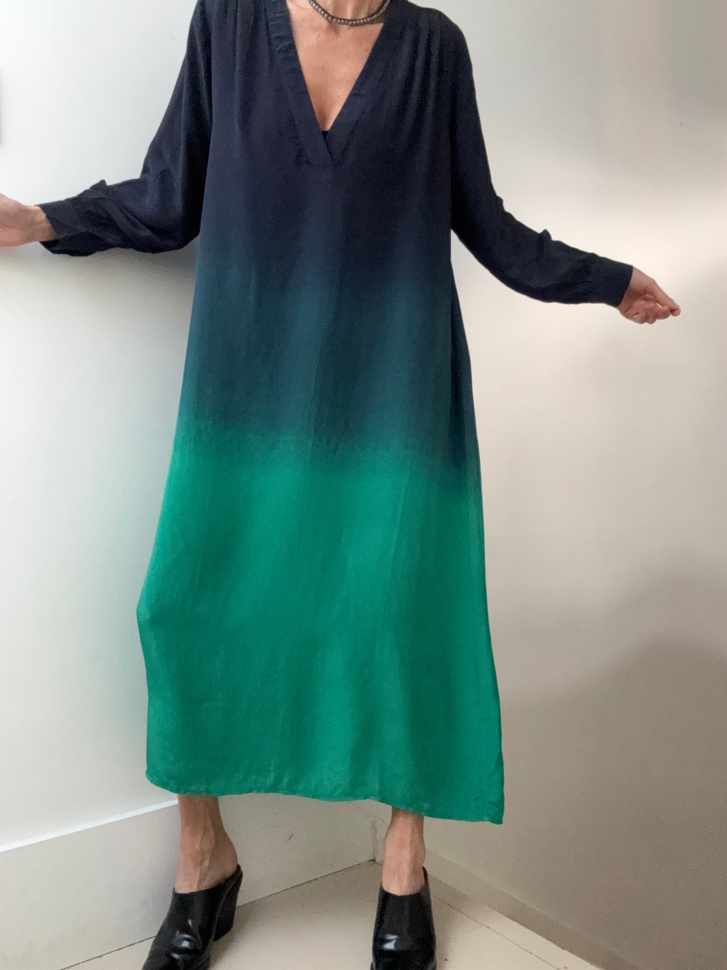 Nous Antwerp Dresses Morgan Dress Navy Green Ombre