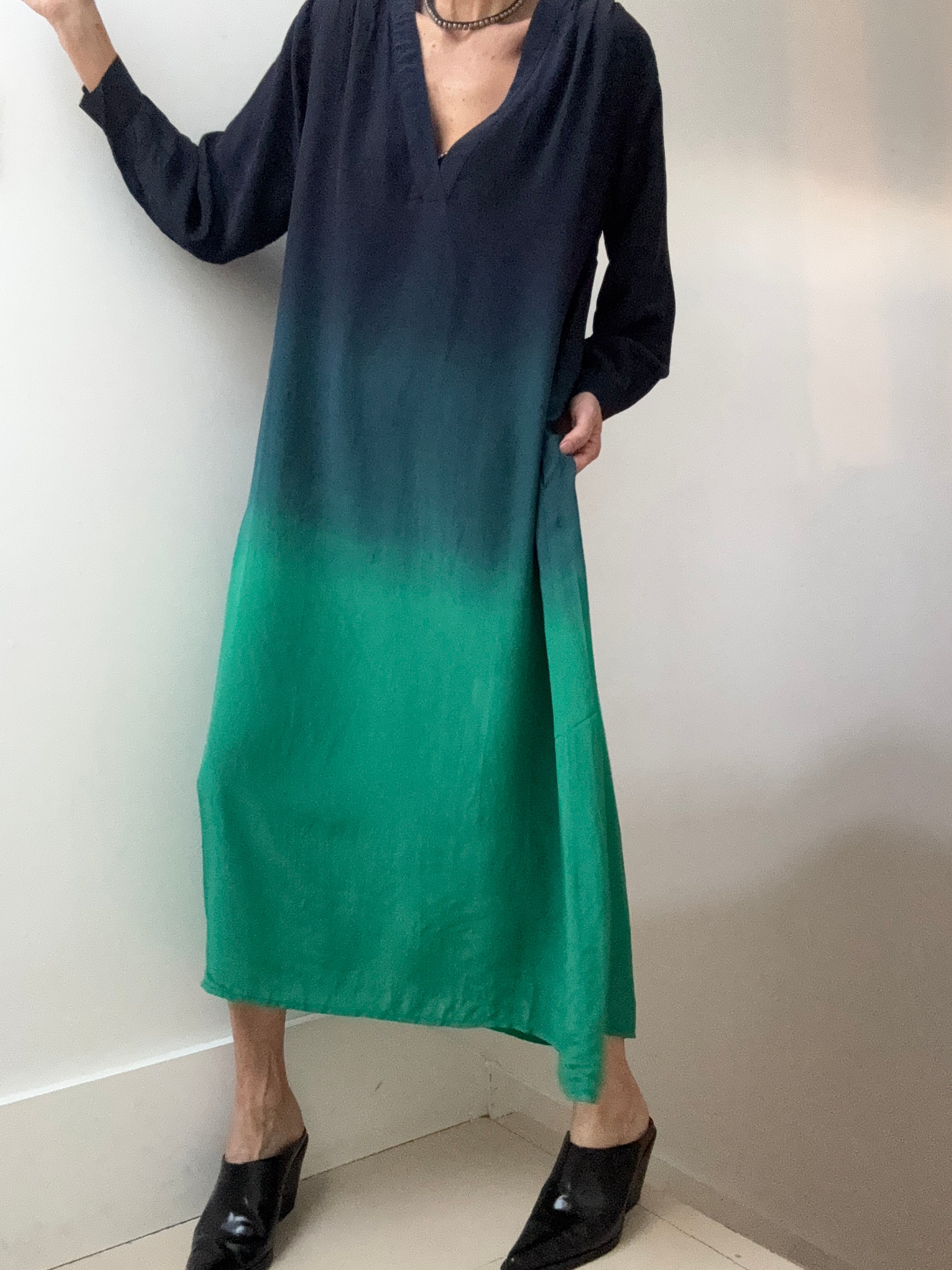 Nous Antwerp Dresses Morgan Dress Navy Green Ombre