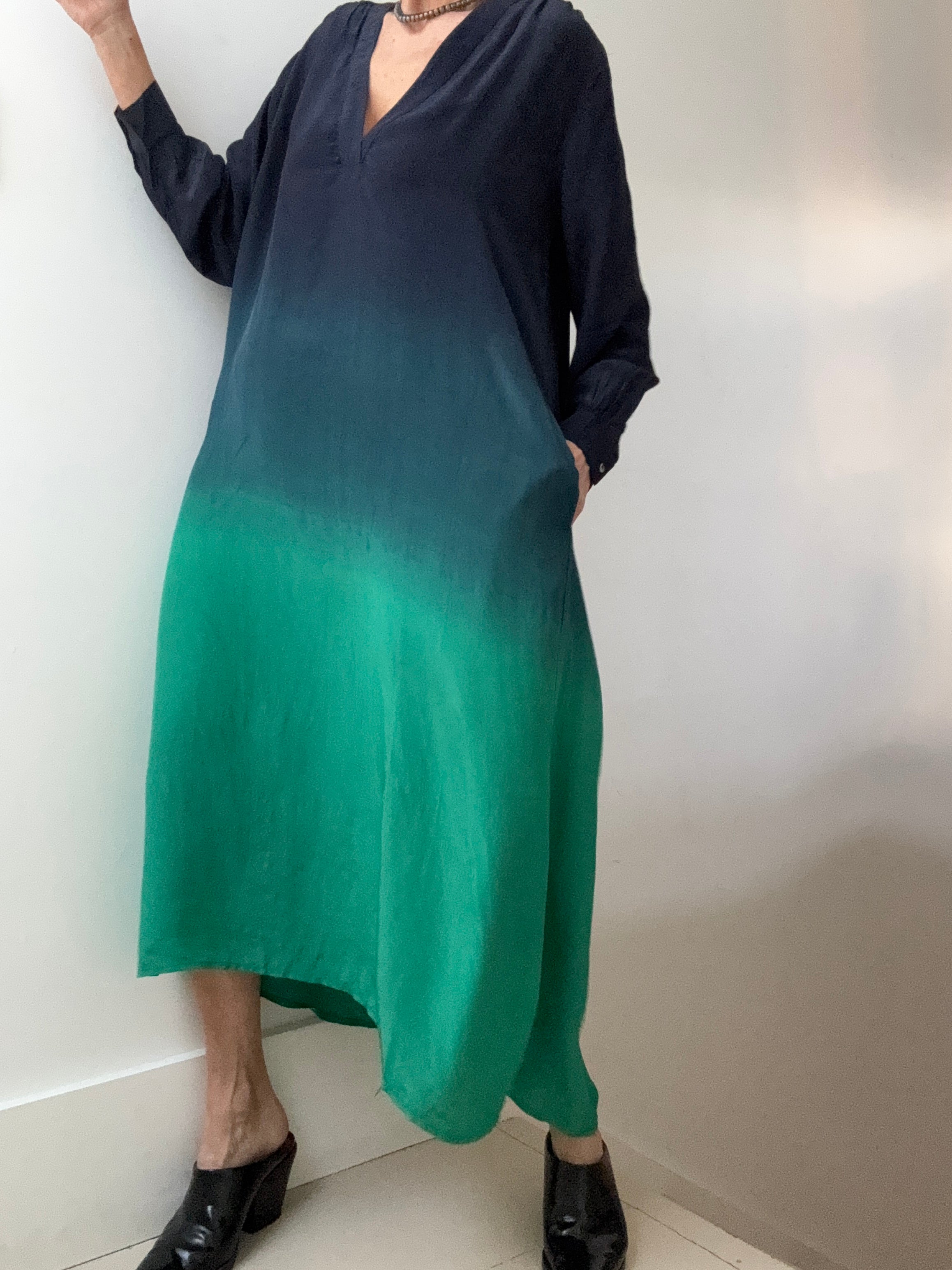 Nous Antwerp Dresses Morgan Dress Navy Green Ombre