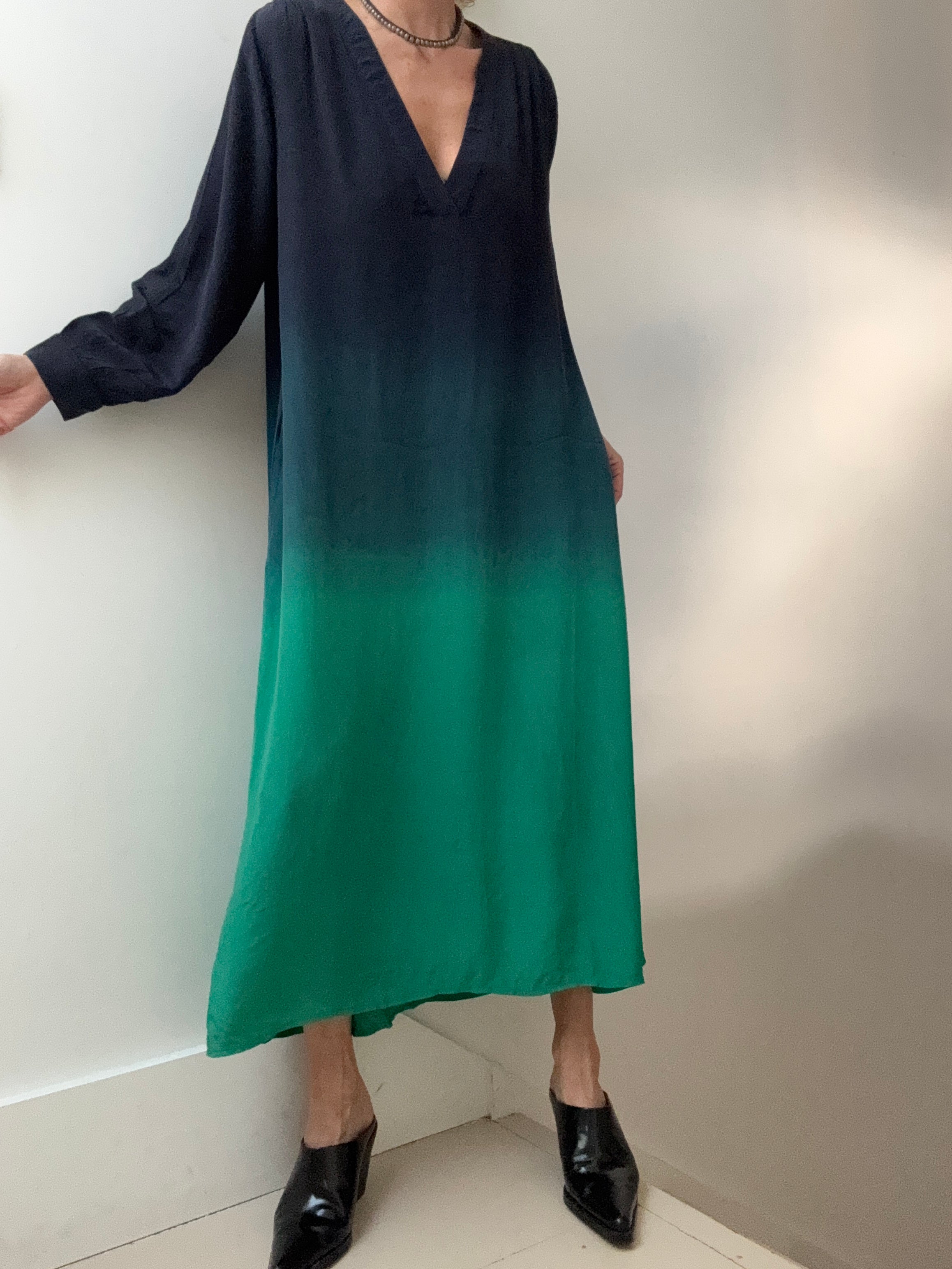 Nous Antwerp Dresses Morgan Dress Navy Green Ombre