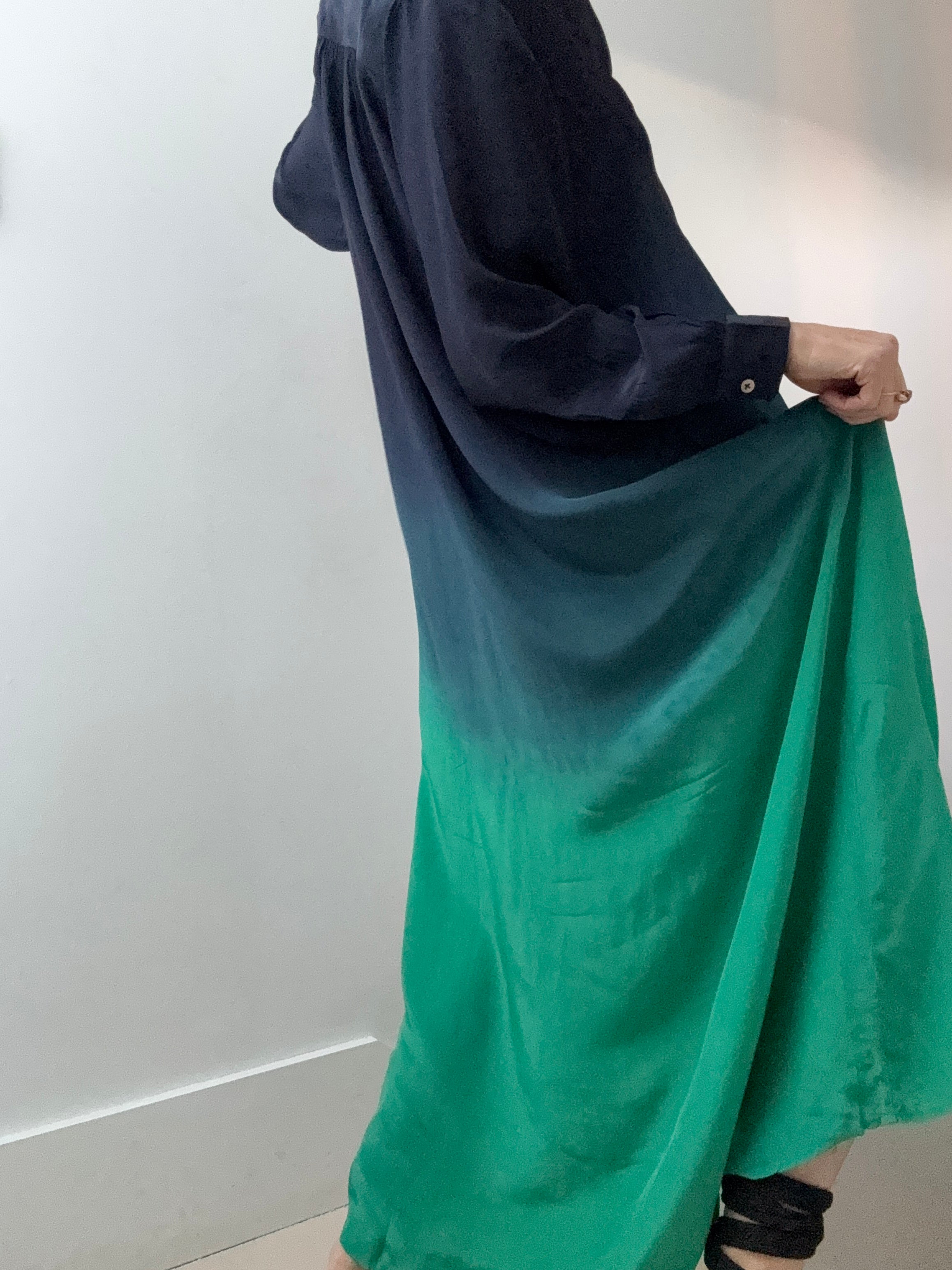 Nous Antwerp Dresses Morgan Dress Navy Green Ombre