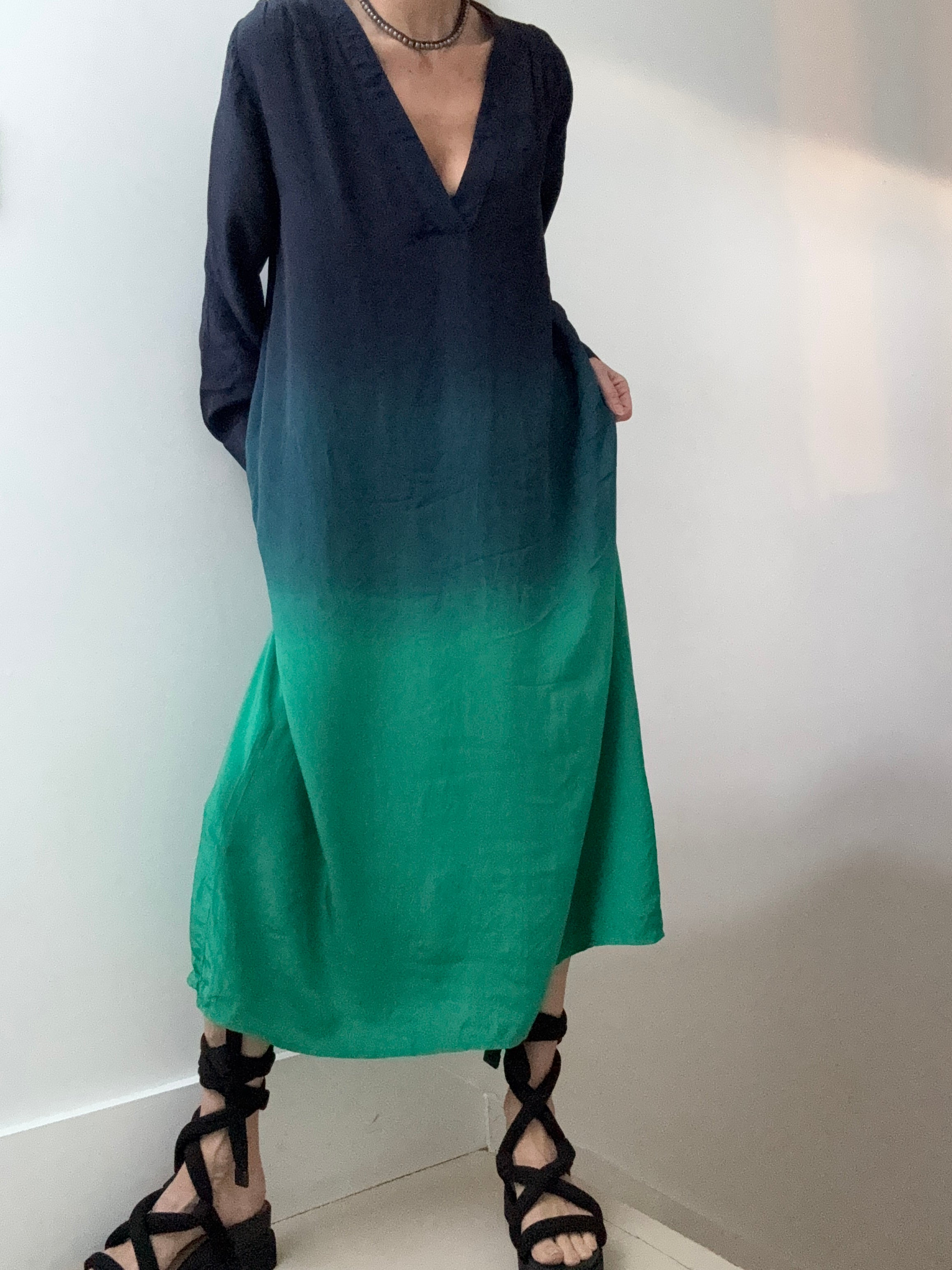 Nous Antwerp Dresses Morgan Dress Navy Green Ombre