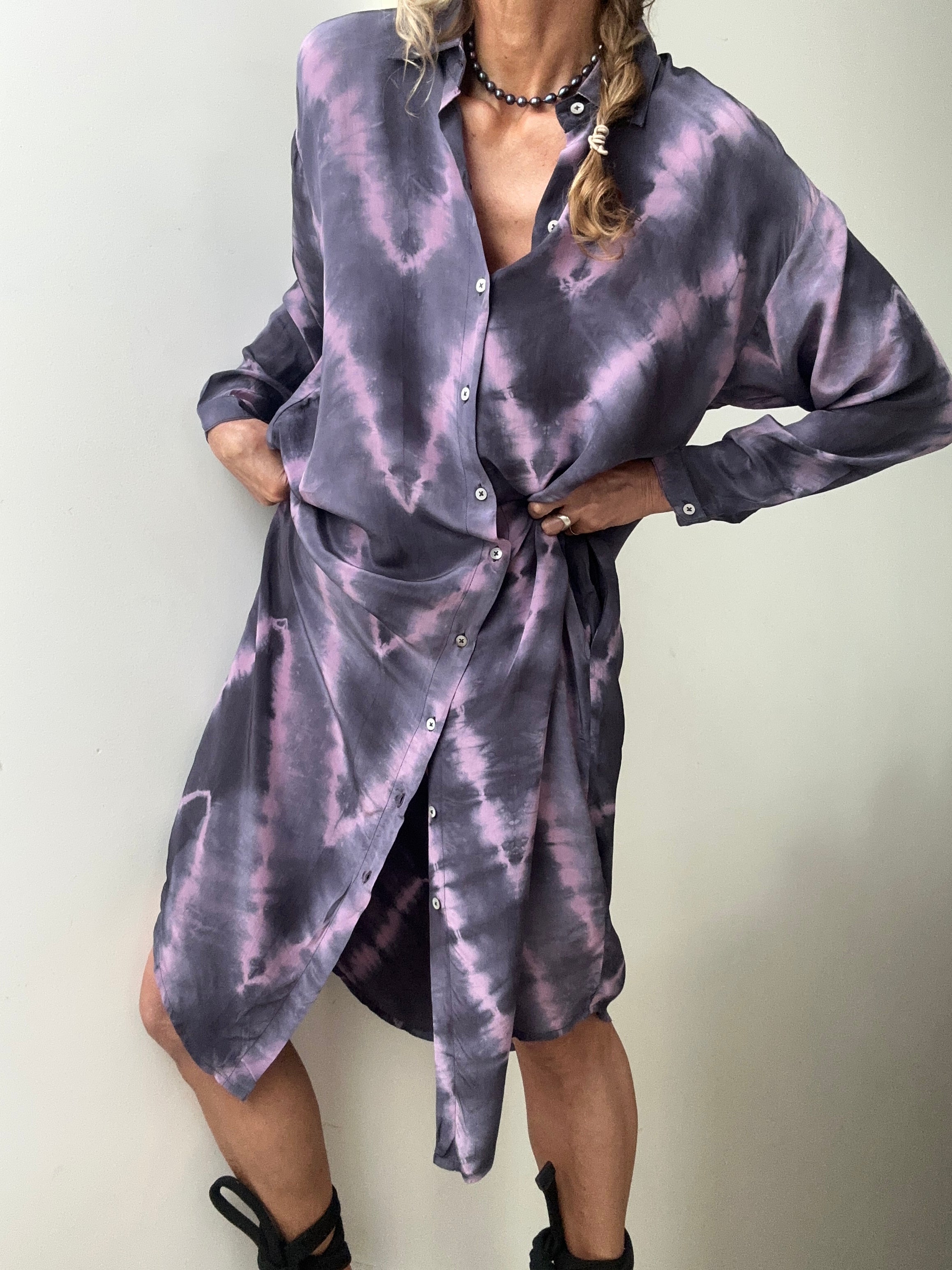Nous Antwerp Florence Shirtdress Purple | Dresses
