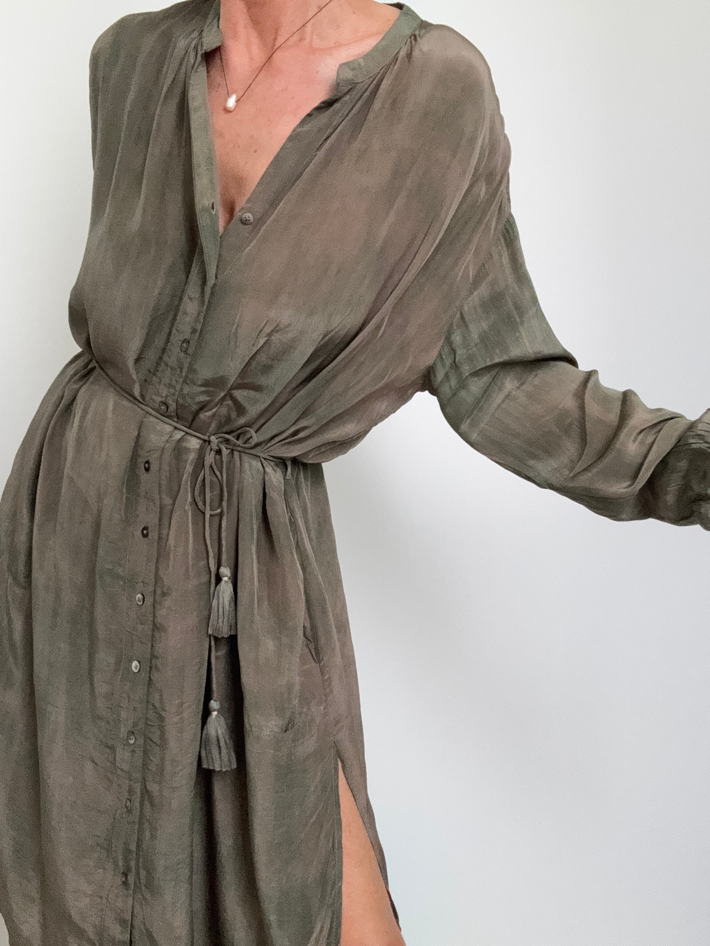 Nous Antwerp Parker Shirtdress Khaki | Dresses
