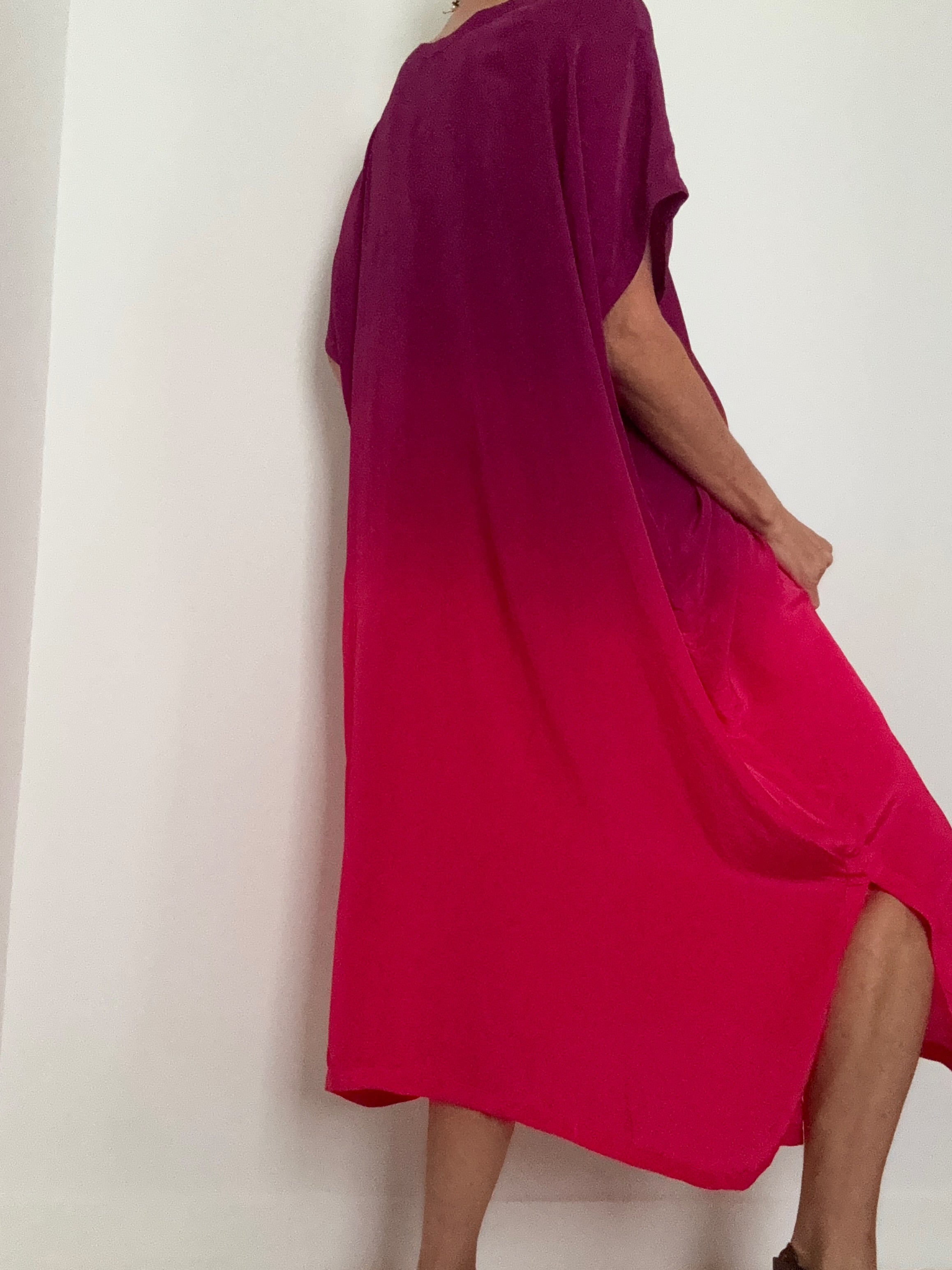 Nous Antwerp Dresses Sam Kaftan Dress Ombre Pink Purple