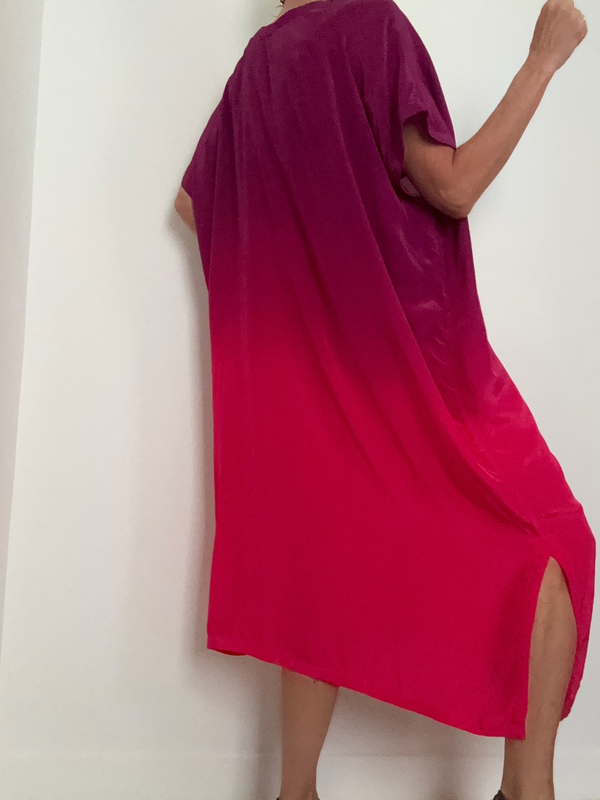 Nous Antwerp Dresses Sam Kaftan Dress Ombre Pink Purple