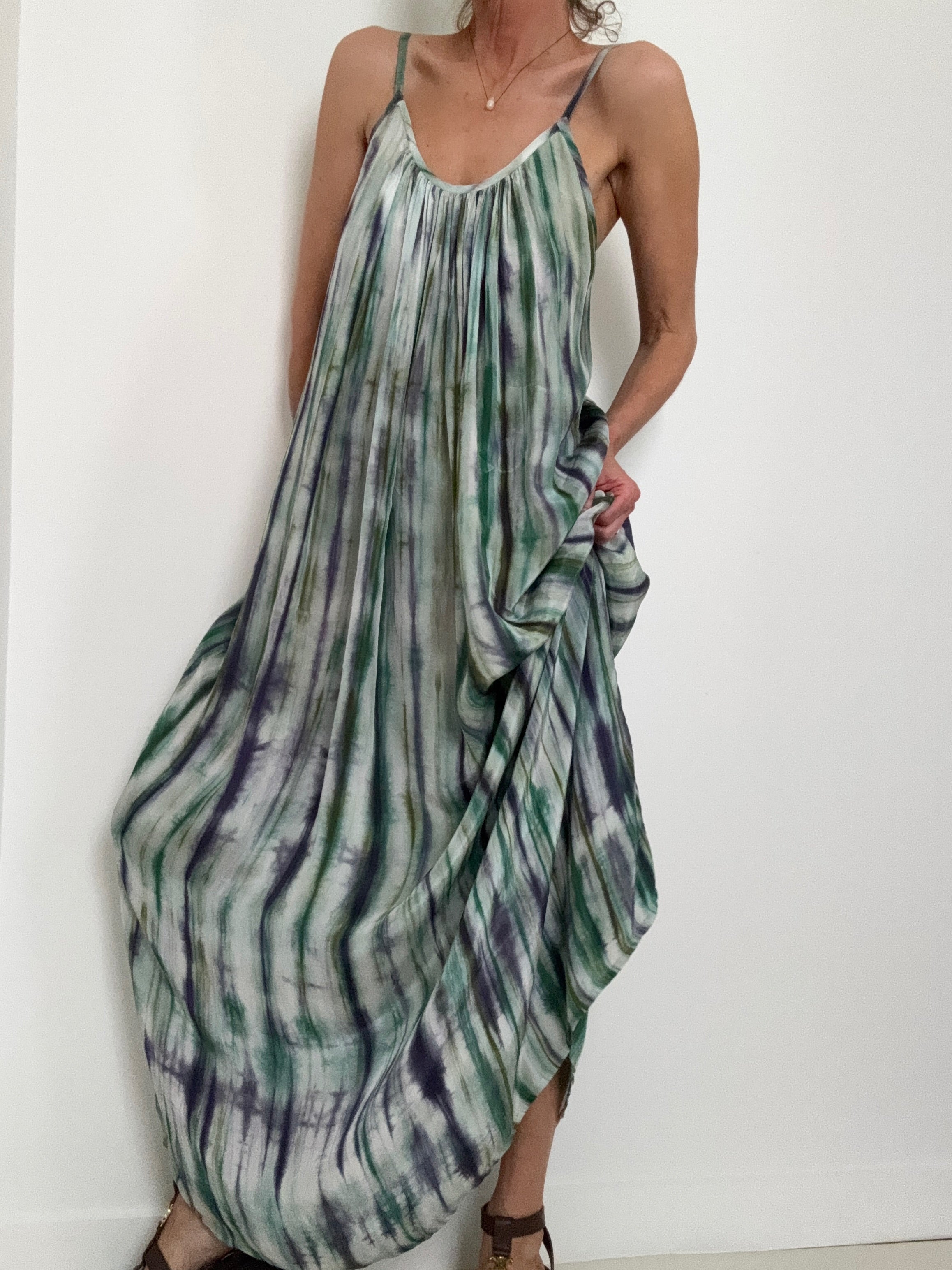 Silk Slip Tiedye Aloe Vera | Dresses