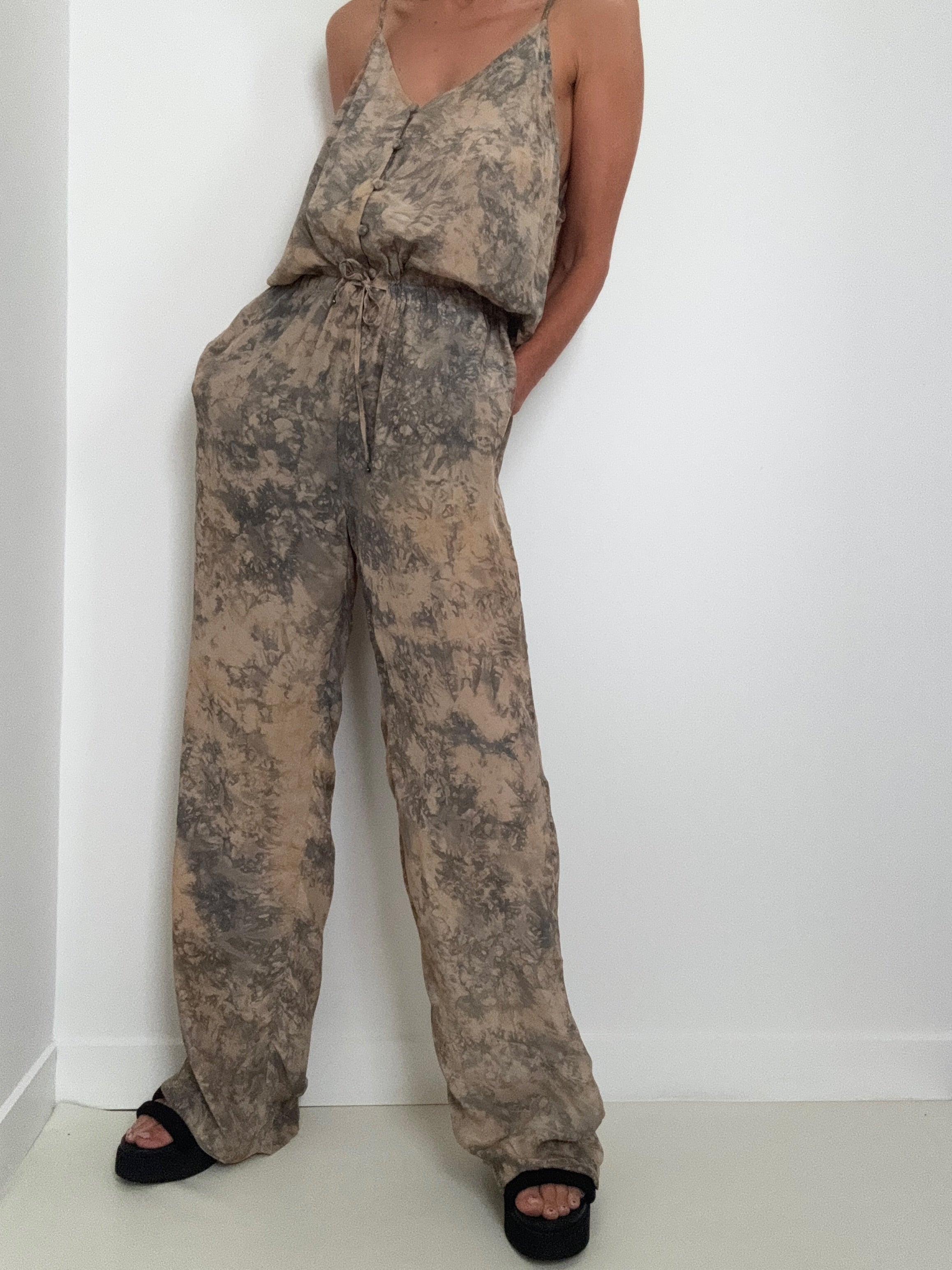 Nous Antwerp Jumpsuits Silk Jumpsuit Clay Tiedye