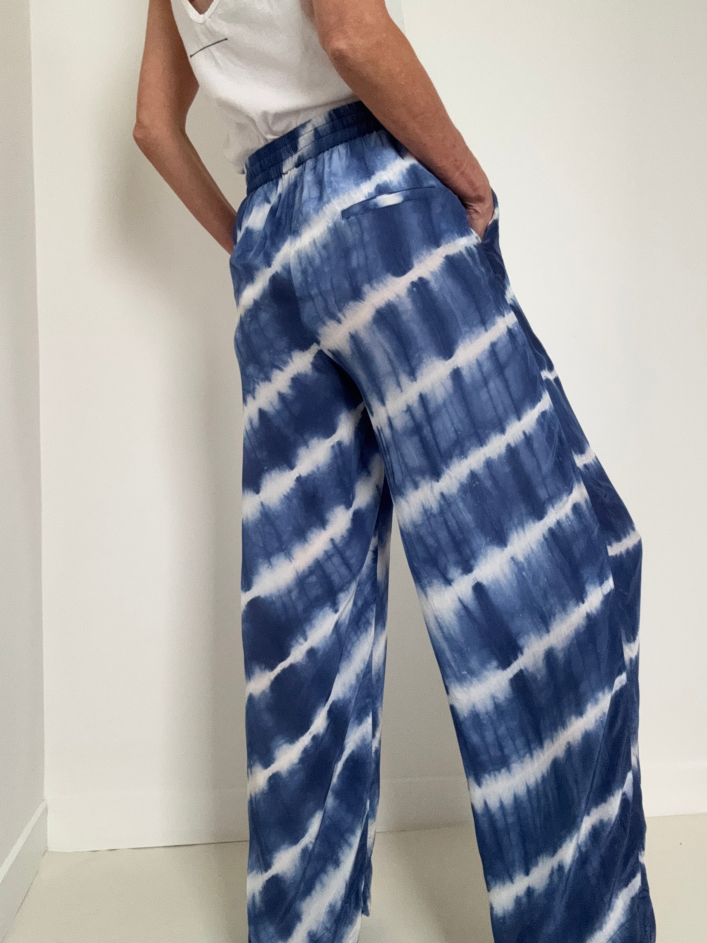Silk Molly Trousers Blue Tiedye | Pants