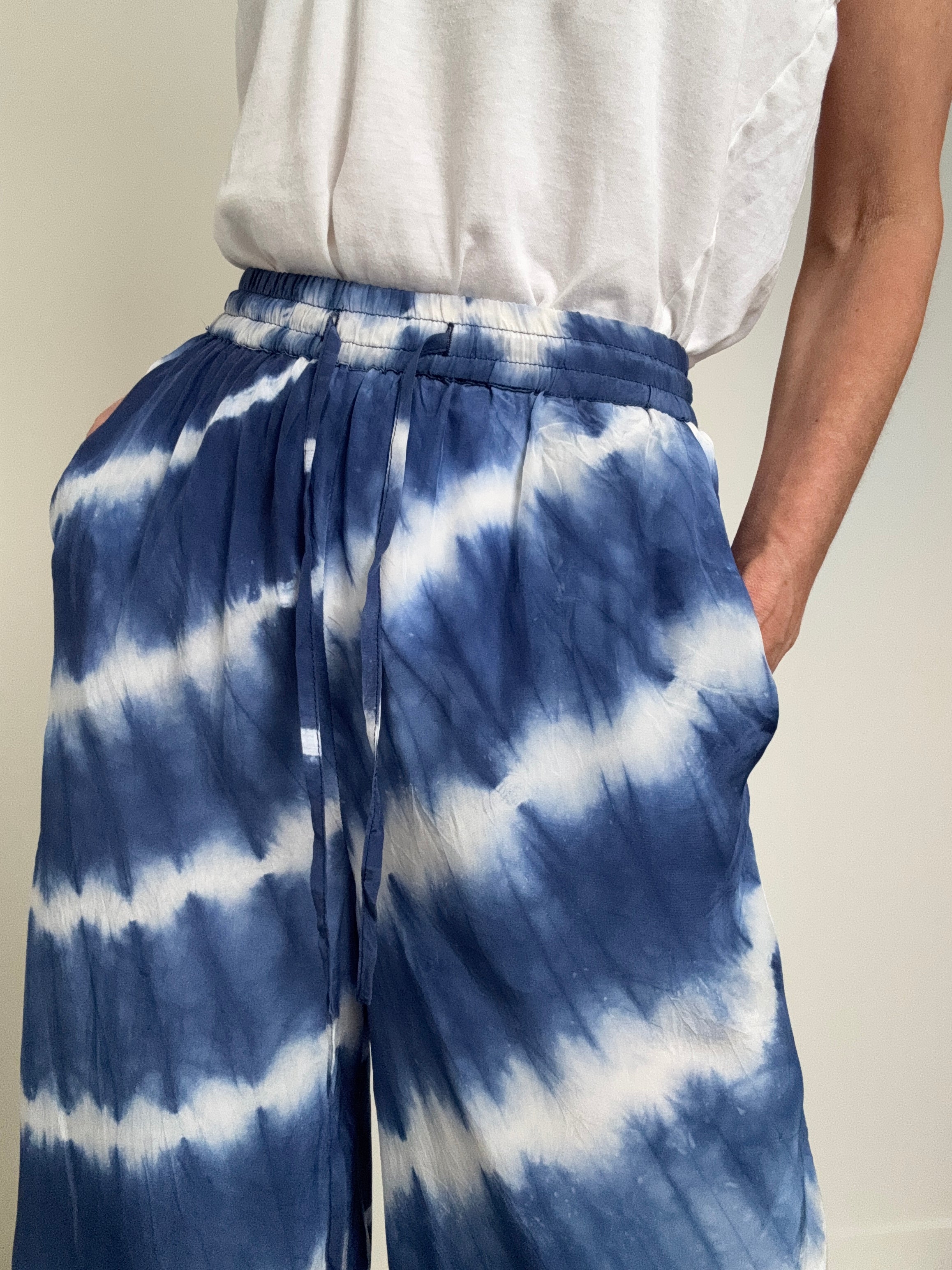 Silk Molly Trousers Blue Tiedye | Pants
