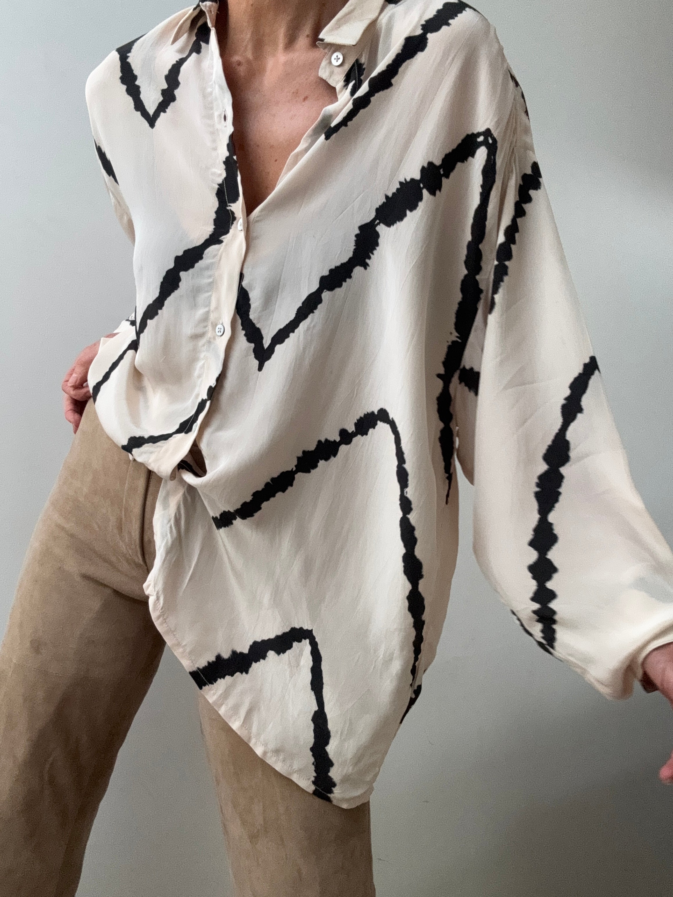 Nous Antwerp Shirts Meganne Blouse Tie Dye Cream